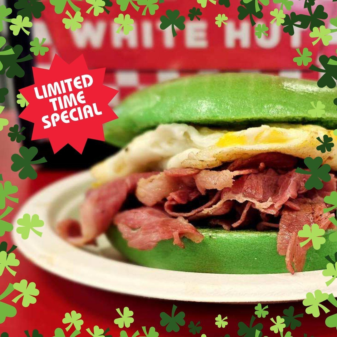 The weekend may be over but you can still celebrate with our limited-time special Shamrock Sandwich - 2 eggs, american cheese &amp; corned beef on a GREEN bagel. Available at White Hut HOLYOKE only - snag it before it's gone 🍀
whitehut.com