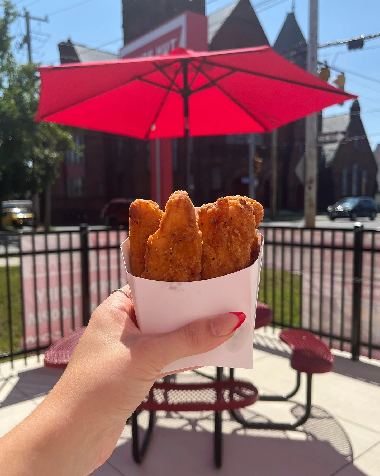 Days like this make it feel like summer&rsquo;s around the corner. enjoy the sun (and the chicken tenders)

What's Better than The Hut?🍗
#whitehut