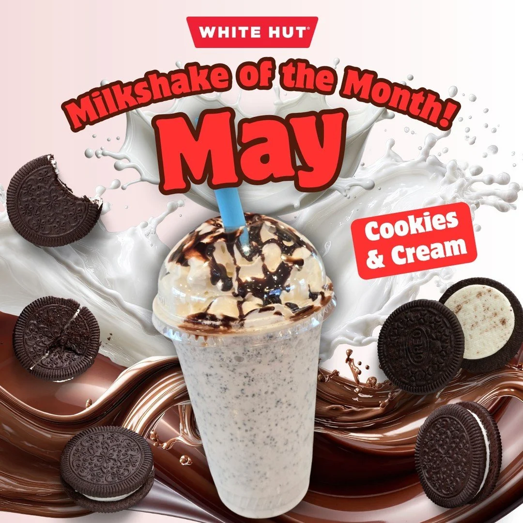 May&rsquo;s Milkshake of the Month is here 🤍
Say hello to our Cookies &amp; Cream Milkshake! Blended with cookie crumbles and topped with whipped cream + chocolate sauce 🍪🍫
Available all May long at our Holyoke &amp; West Springfield locations!
St