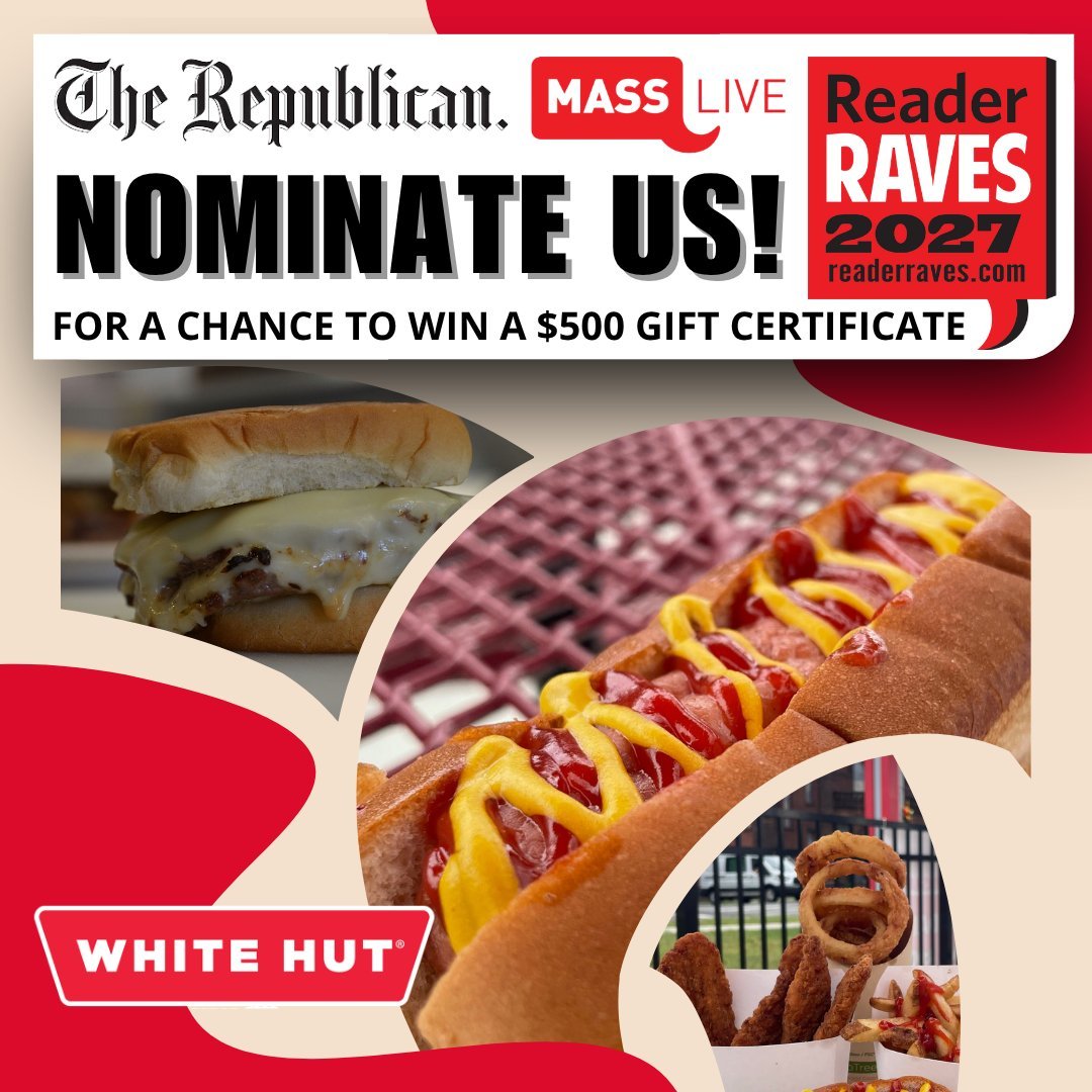 🏆 Reader Raves 2027 nominations are now open!
Whether it's burgers, hot dogs, fries, or milkshakes, if White Hut is one of your local favorites, we'd love your nomination.
Thank you for supporting us and sharing generations of White Hut memories. ❤️