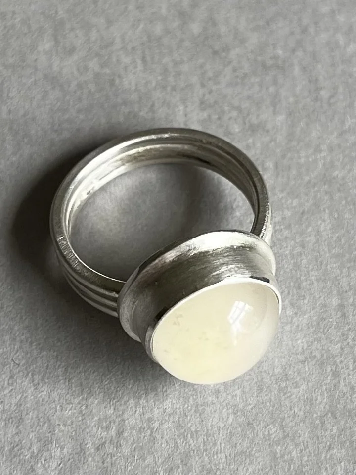 Silver with moonstone