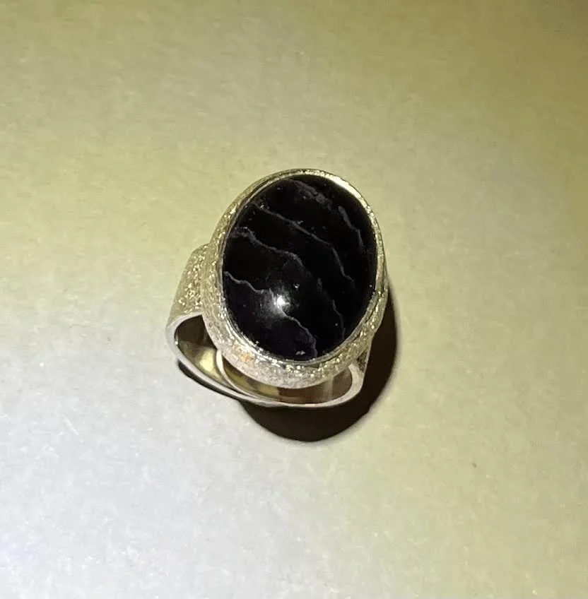 Silver with fluorite. size L adjustable