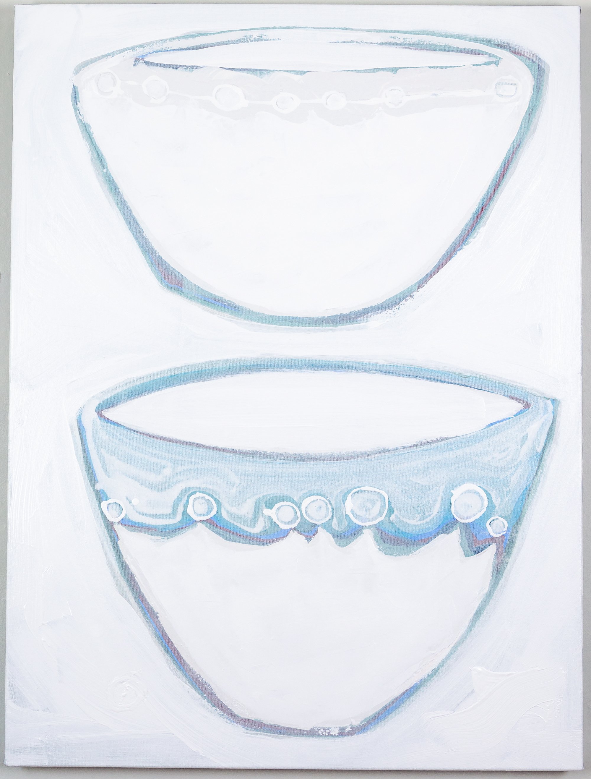 TWO BOWLS COLLECTING RAIN - 30" x 40" - Acrylic & Graphite on Canvas - $4,500.
