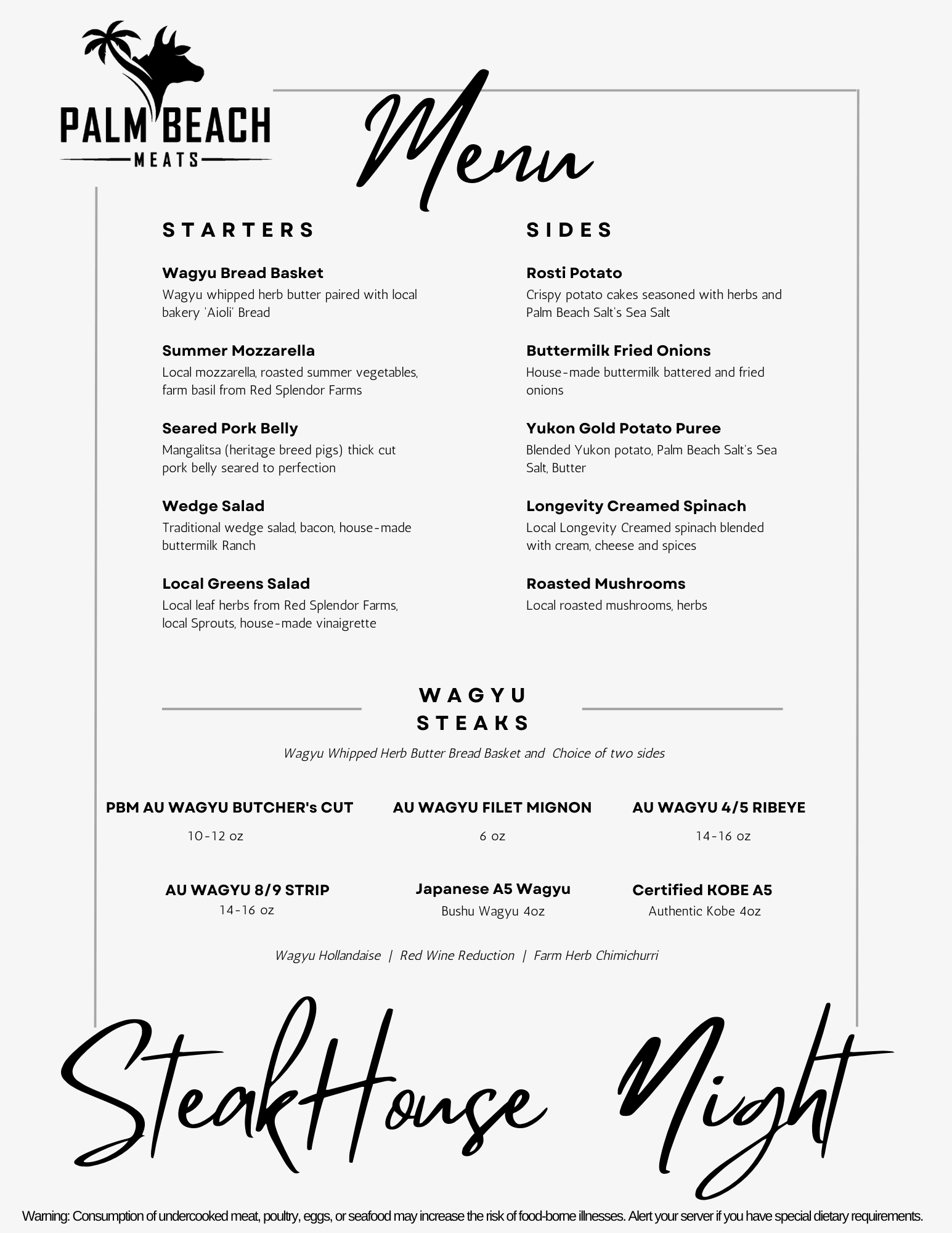 WAGYU STEAKHOUSE NIGHT — Palm Beach Meats