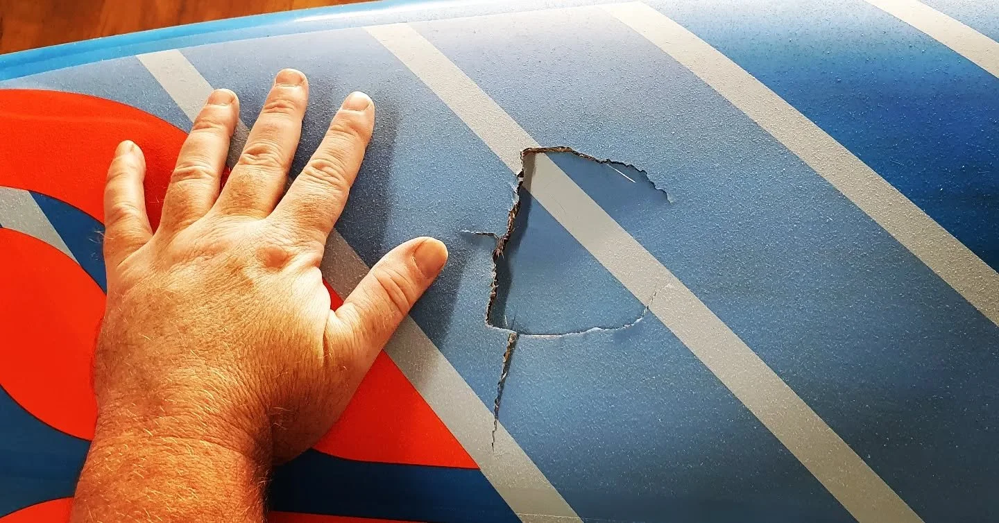 This Goya had a knee sized hole and battered nose.
.
Now it has neither, matching the digital print is always a challenge but I think it came out alright,  next stop for this board, Cornwall 🤙
.
.
It's a process ✨️ 
.
@mcwatersports_k478 
.
#mcwater