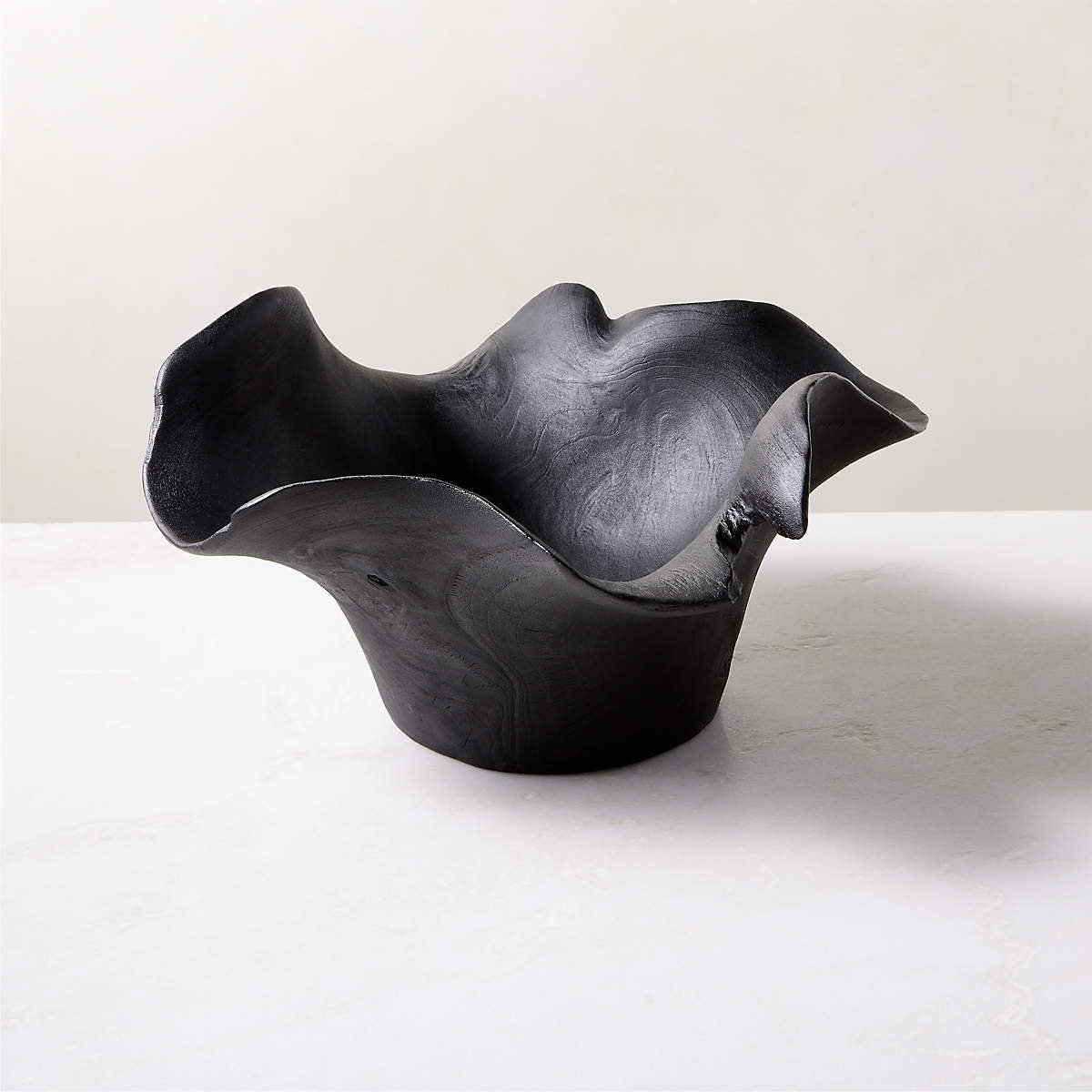 Flounce Black Teak Decorative Bowl (6.3" x 12.3" x 11.3")