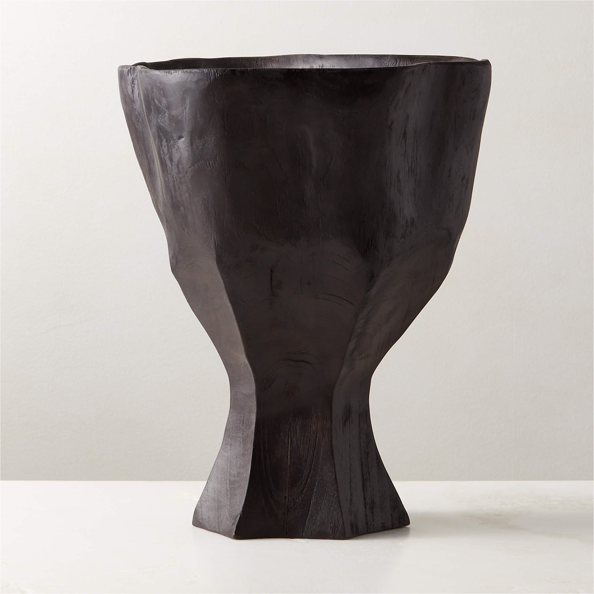 Odin Black Teak Wood Vase (14" x 9")