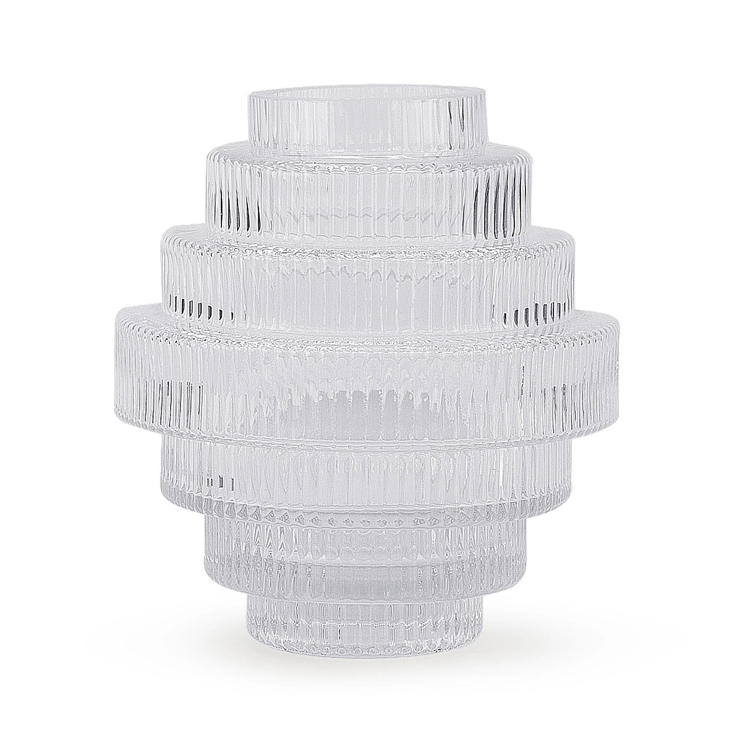 Large Layered Glass Vase (10" H x 9" D)