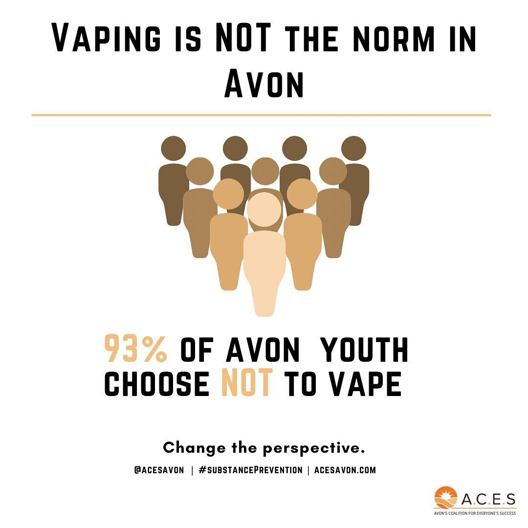 Changing the perception of vape use is important! Most youth in our community choose not to vape. Let&rsquo;s change the perspective. Vaping is not the norm.
#substanceprevention #acesavon