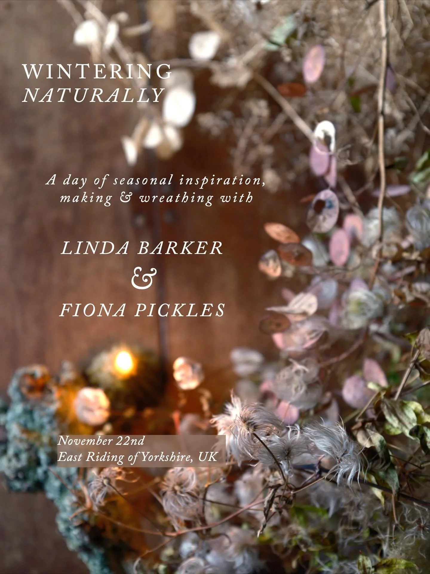 I&rsquo;m very excited to announce a special day of winter wreathing, smithing and making with me and TV presenter &amp; interior designer Linda Barker, at Linda&rsquo;s beautiful home in the East Riding of Yorkshire on 22nd November. 
Together we&rs