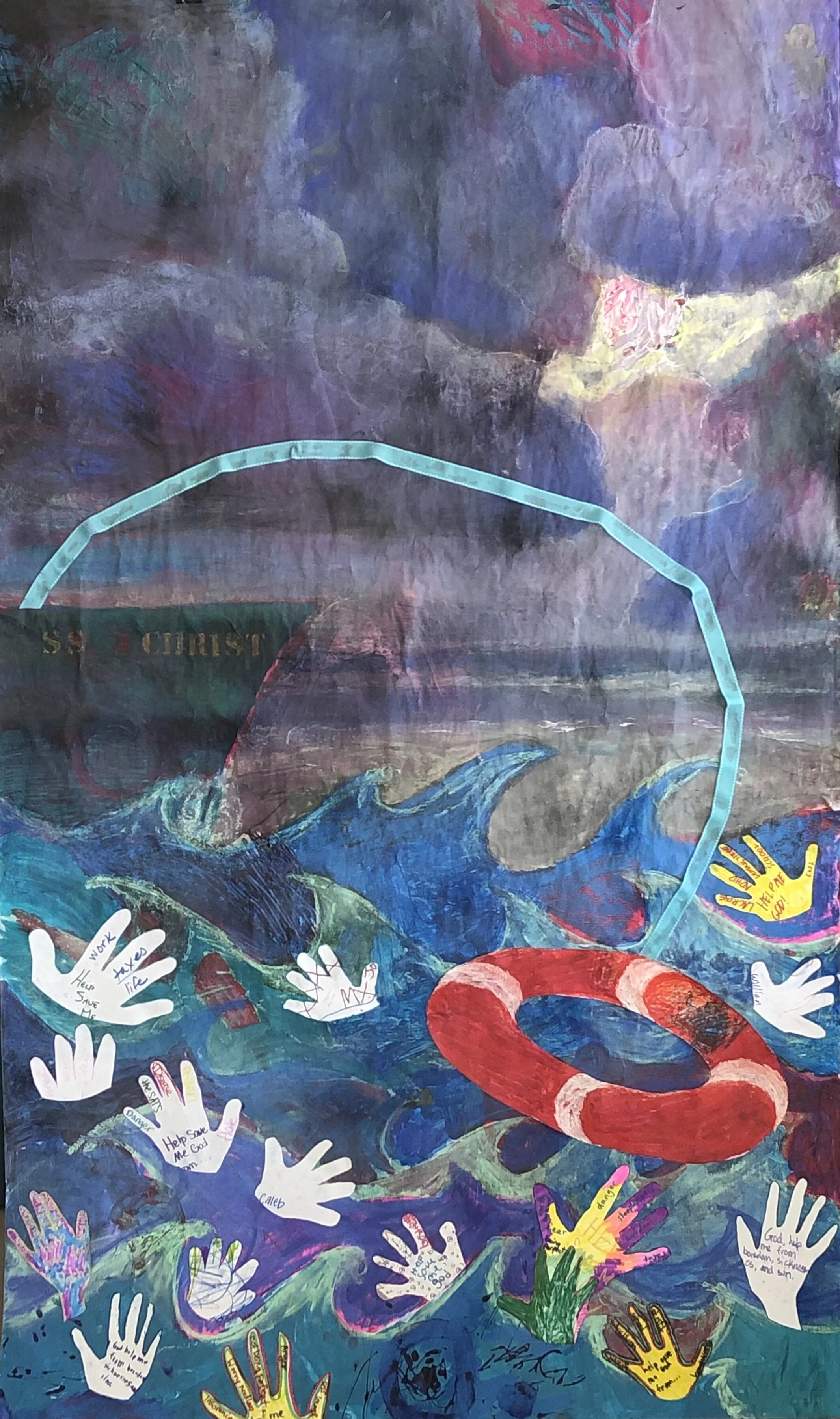 Lent 2019 Confession,
pastel, collage,
Kate Norris & families of The Church of the Holy Cross
