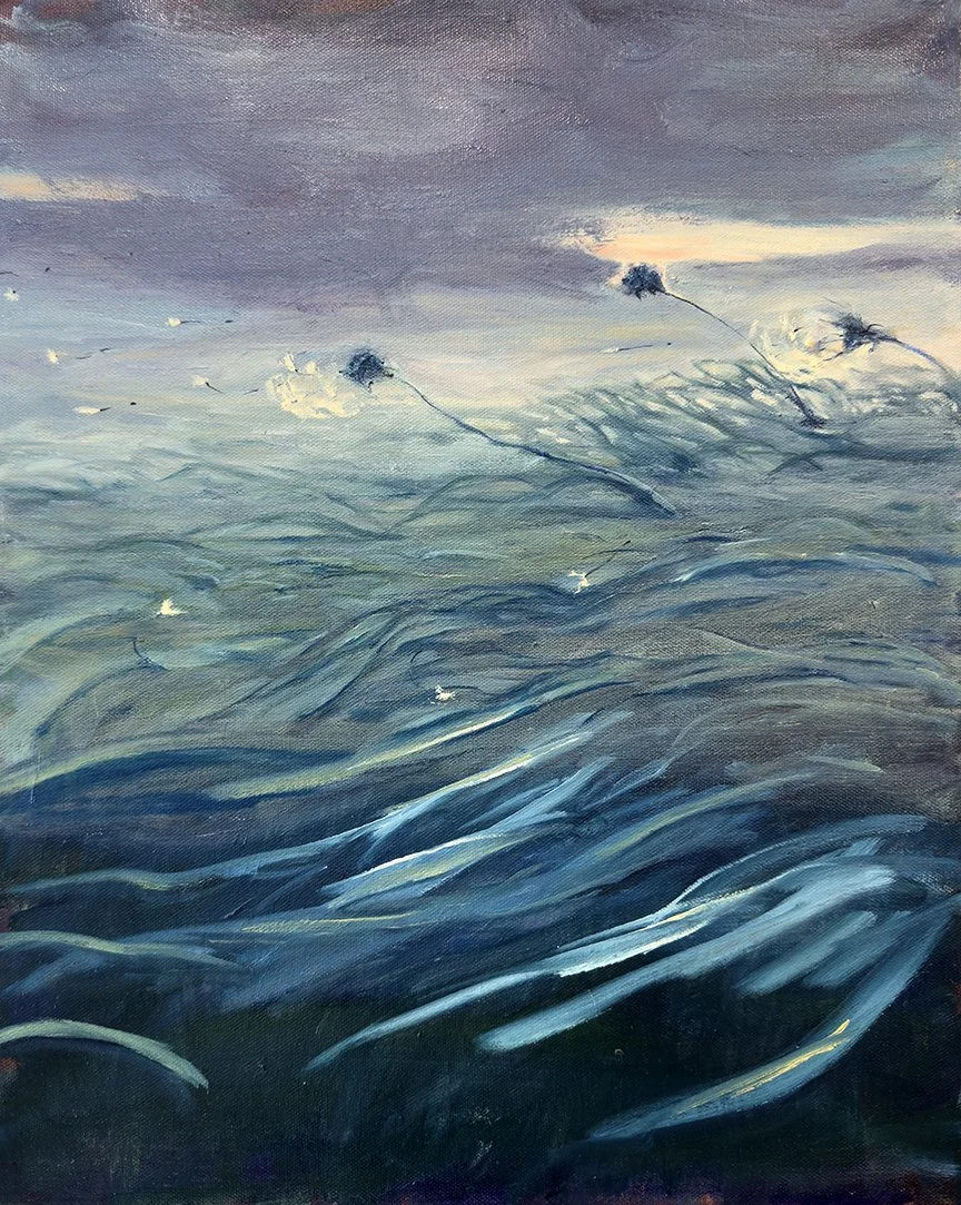 Release, 16"x20" oil on canvas.   
This was my final painting in the dandelion series.  What a journey.