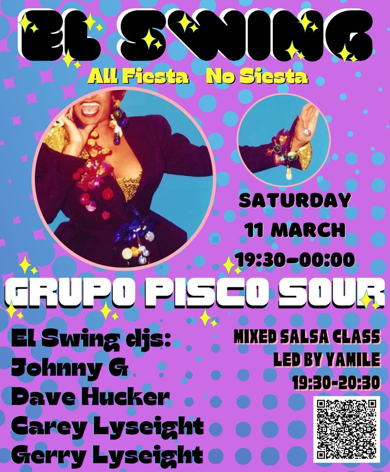 El Swing Salsa ~ 11th March 
Mixed Level Salsa Class 19:30-20:30 
Grupo Pusco Sour & El Swing DJs to follow. 20:30-00:00 
£8- Early Bird 
£10 - Advanced 
£12 - On the door 
(Ticket link in bio for advanced tickets) 💃🏽 
#w