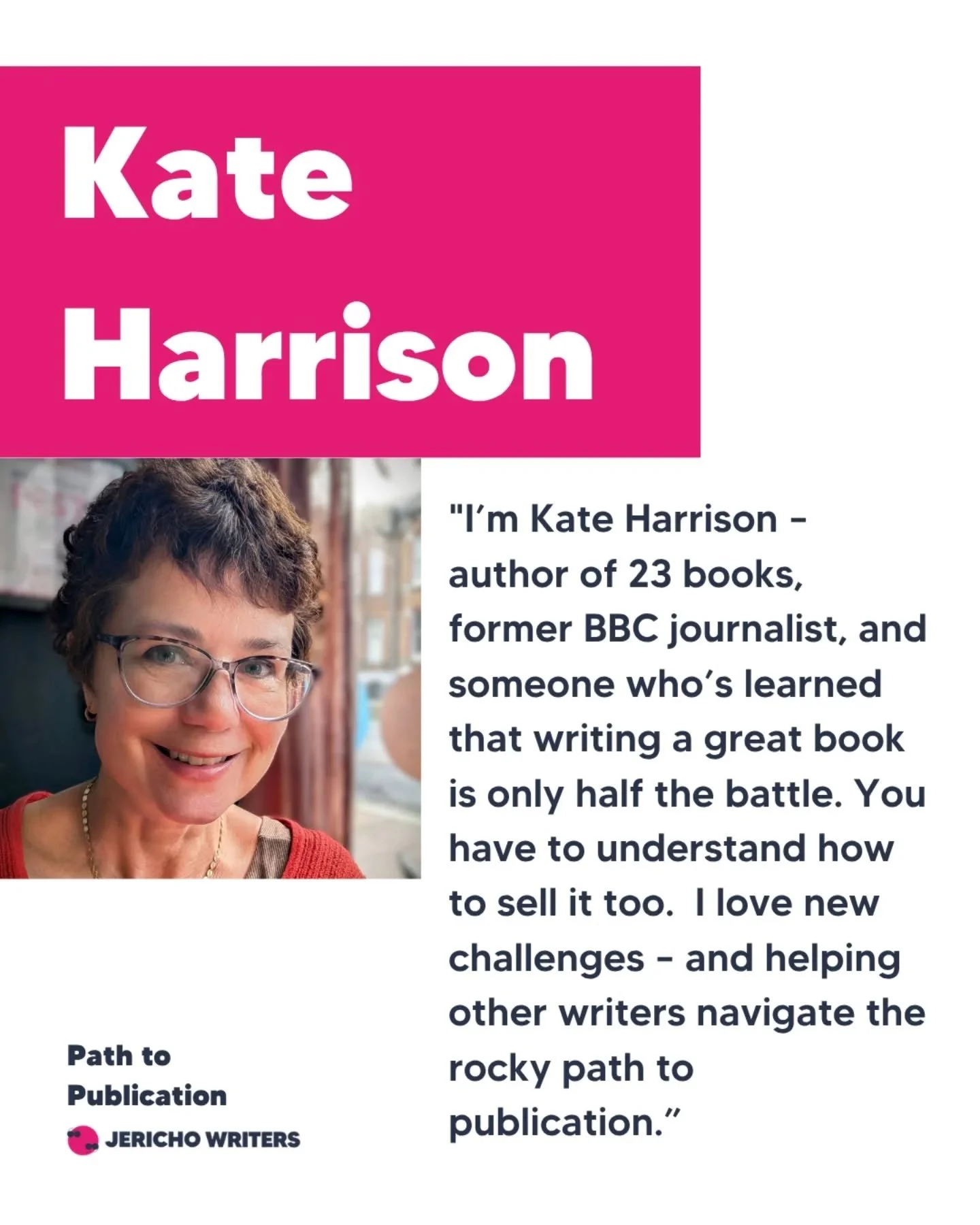 If you&rsquo;re ready to pitch to agents, you need the perfect query and opening chapters. So let's work together &ndash; I LOVE pitching and become as passionate about your story as you are.

My next eight-week online course with Jericho, Path to Pu