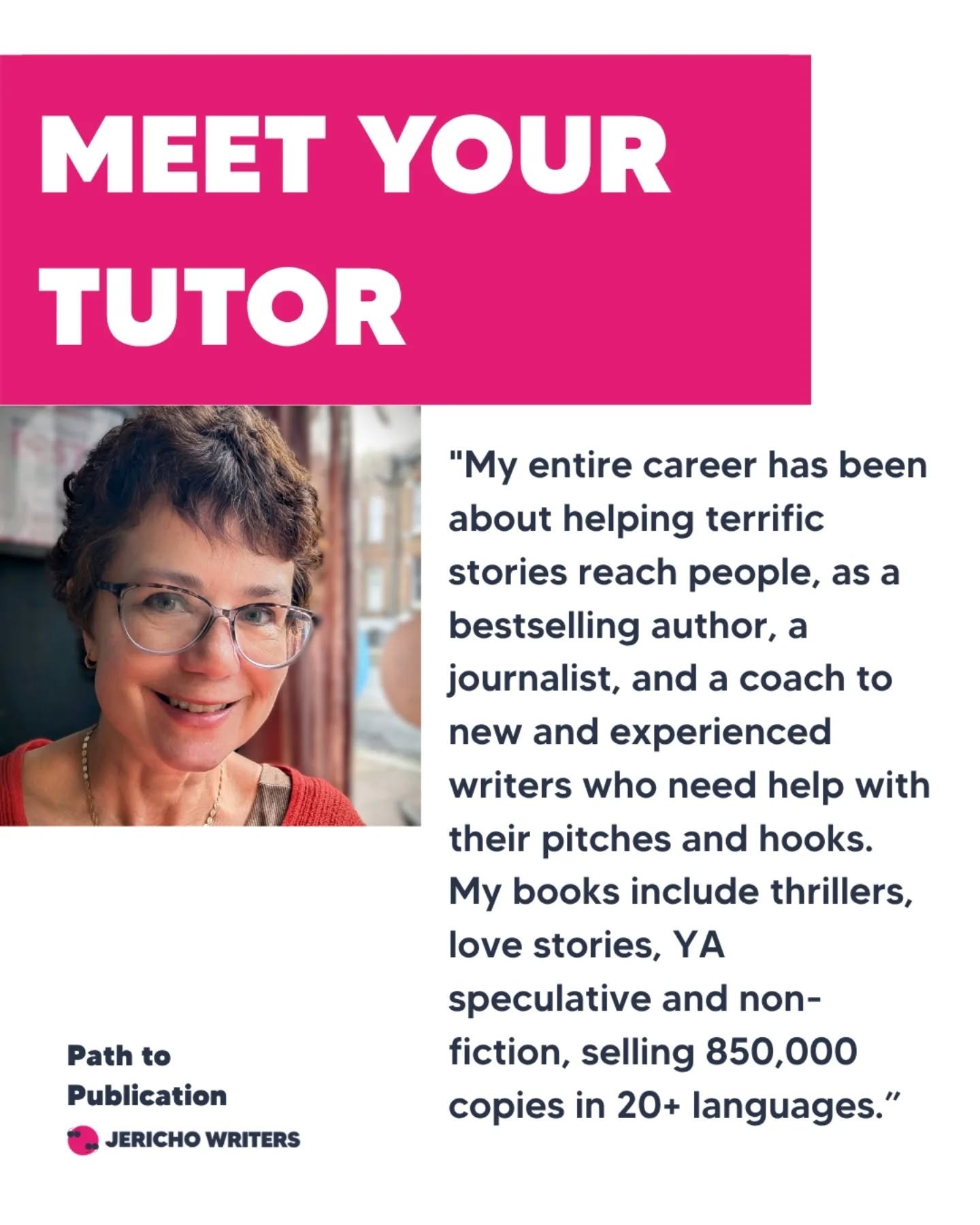 Like all the tutors at @jerichowriters I'm a working author who understands the highs and lows of writing life. And I'm counting the days till I meet the new students on our next Path to Publication course which begins online on 20 April. If you have