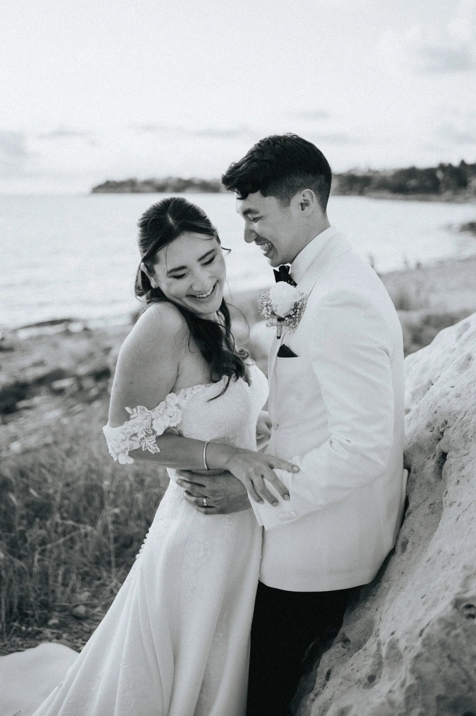 couple laughing on the beach in Paphos