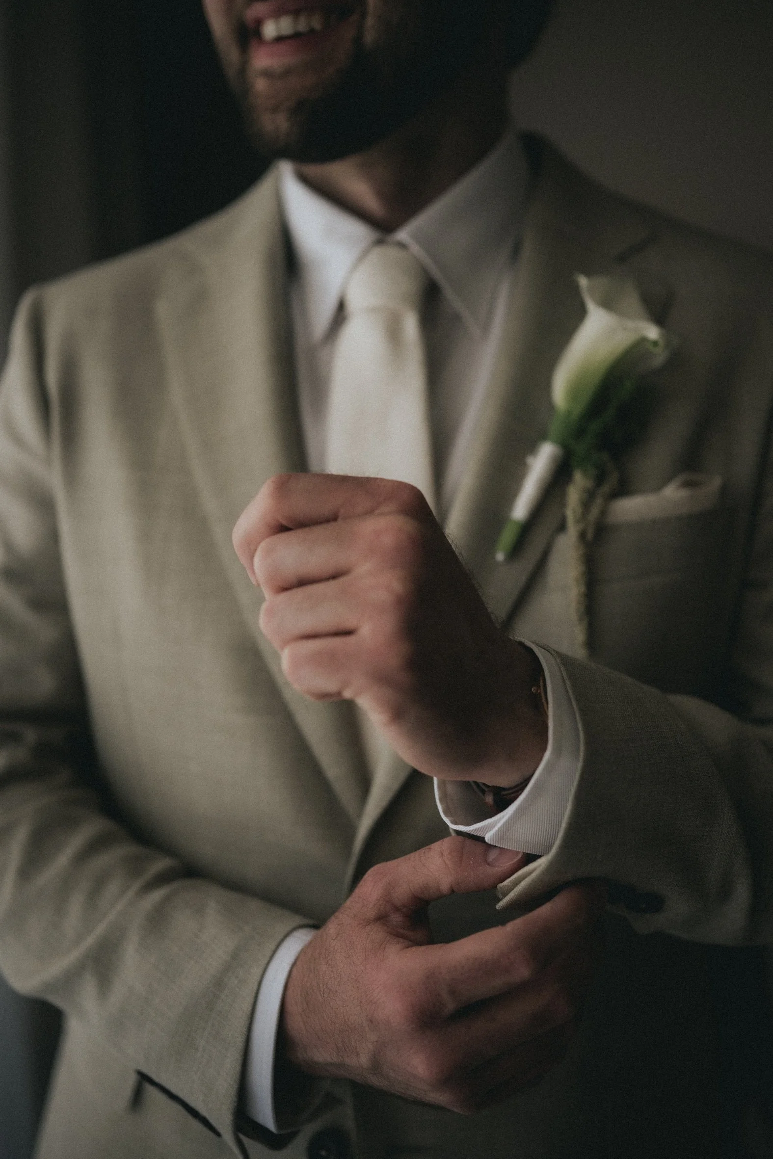 Groom getting ready at the Elysium Hotel