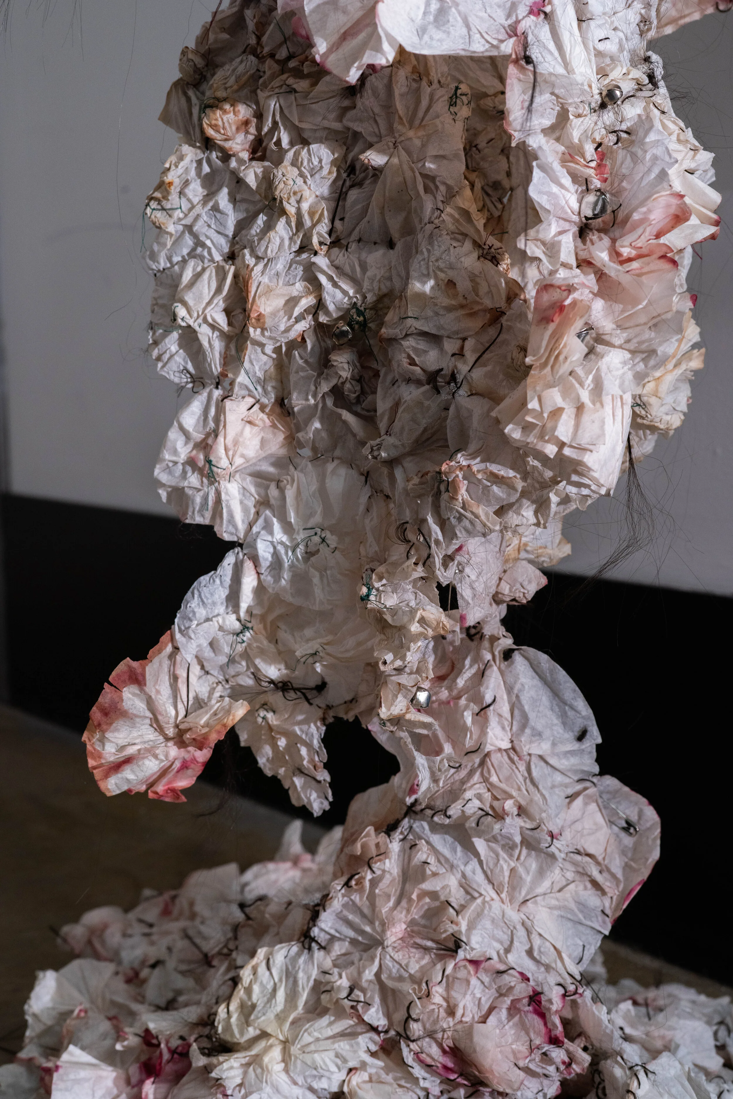 Fitting Room 
Coffee filters, Artificial hair, Ikea chairs, earring holders ,woods.wire,Mirror ... Trash  Mixed Media
2019-2020