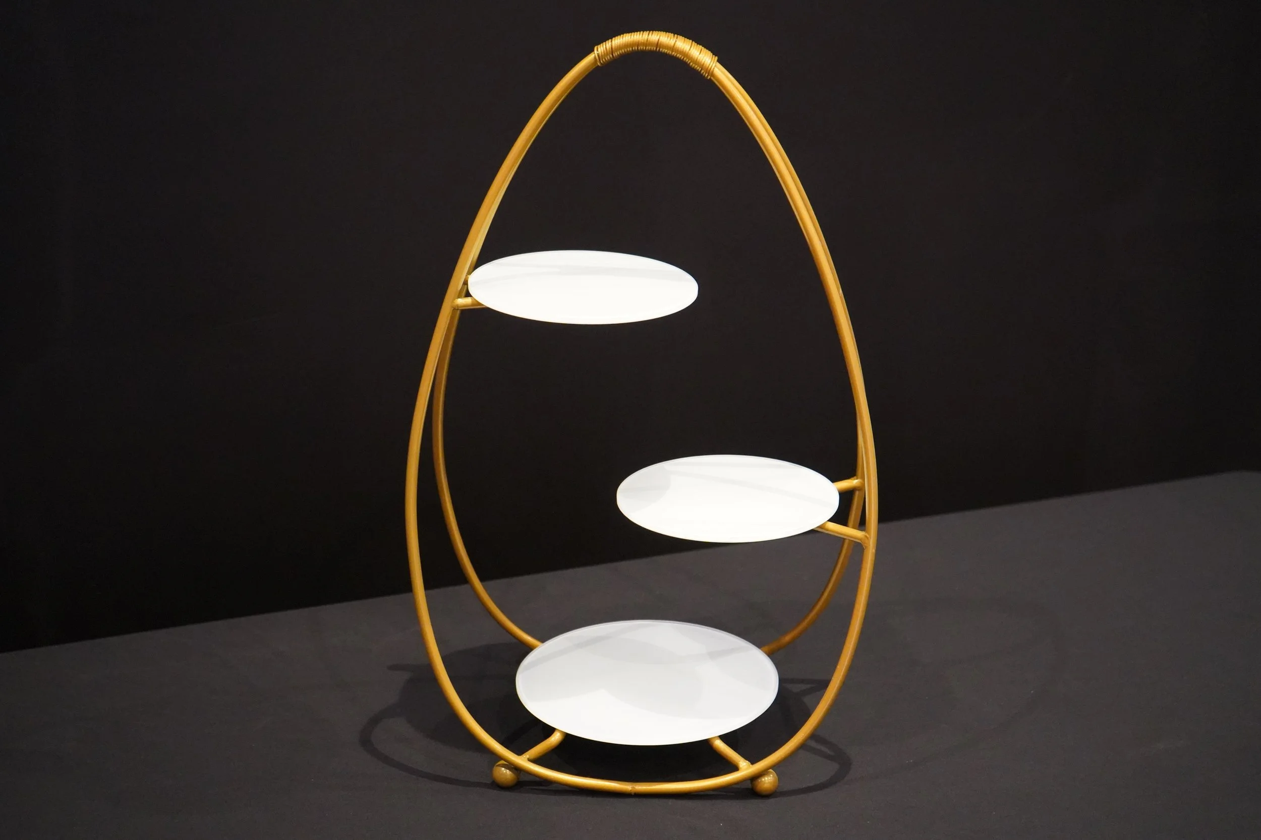3 Tier Gold Oval Buffet Stand