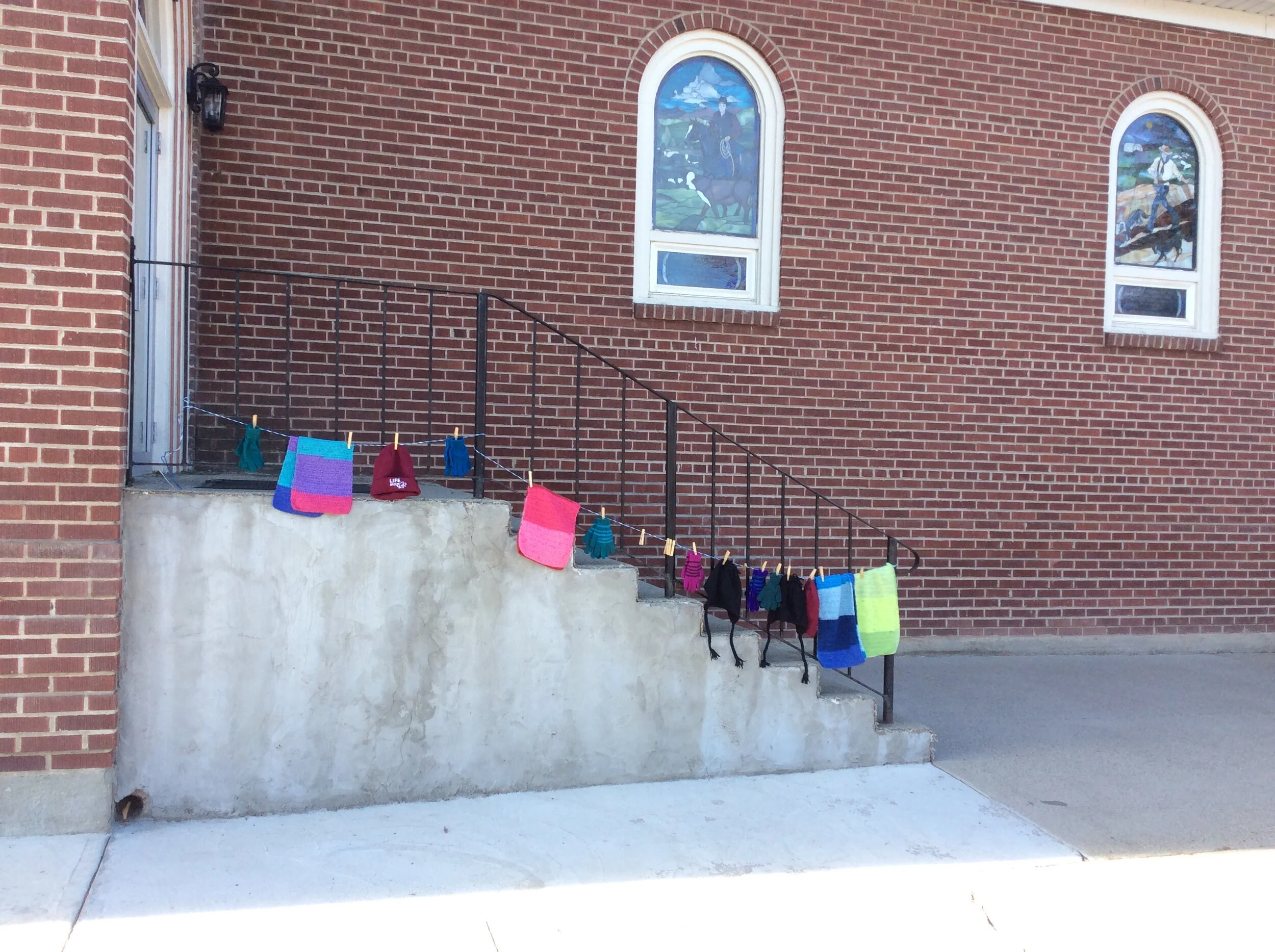 Scarves and hats for anyone who is cold.