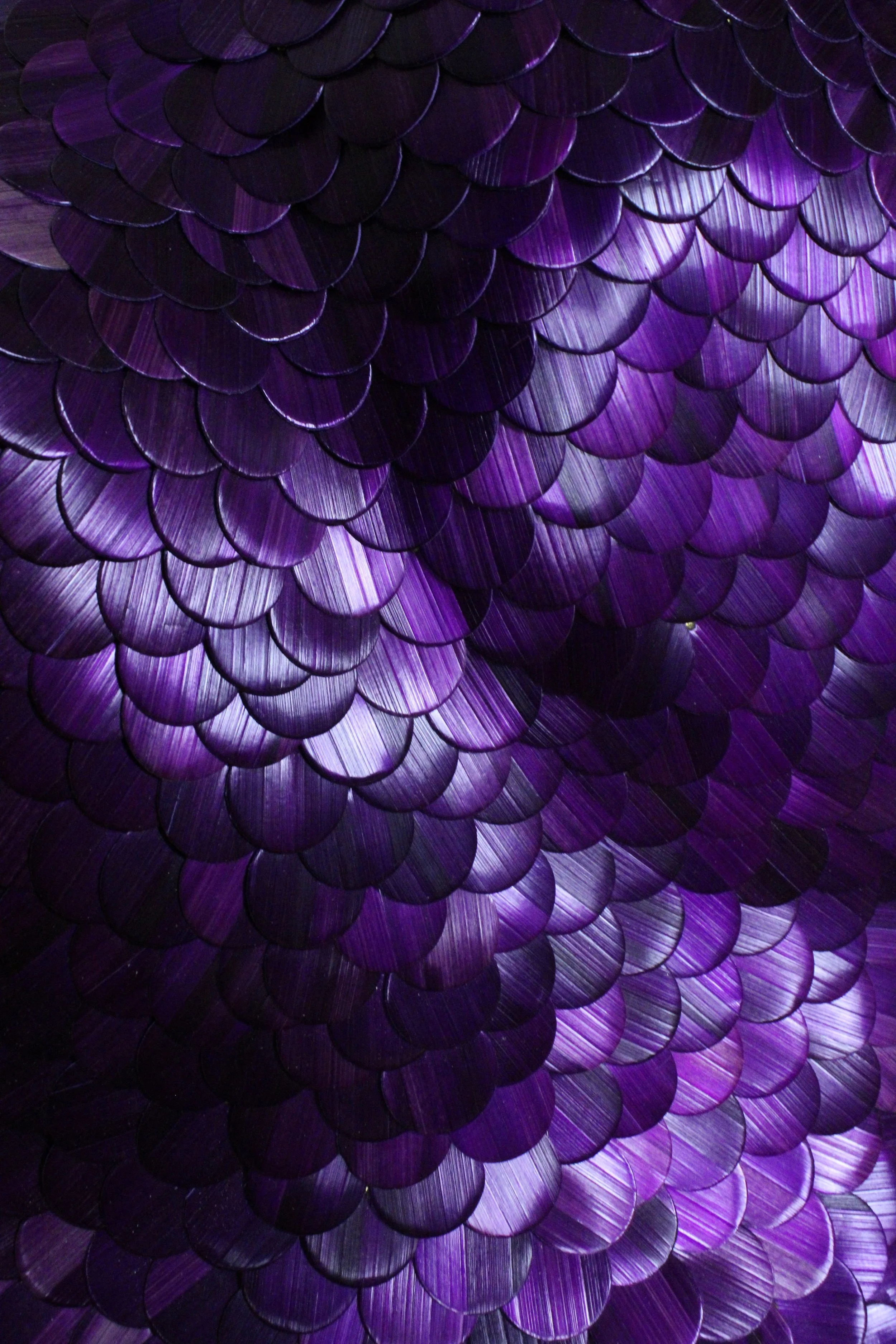 Big Contemporary sculpture made of purple rye straw , wood and brass. Made by the artist Jonathän Jouan . Named Invisible Monster 12, Relic series from the Amoebas Realm collection.
