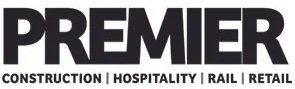 Premier logo with construction, hospitality, rail, and retail industries listed below