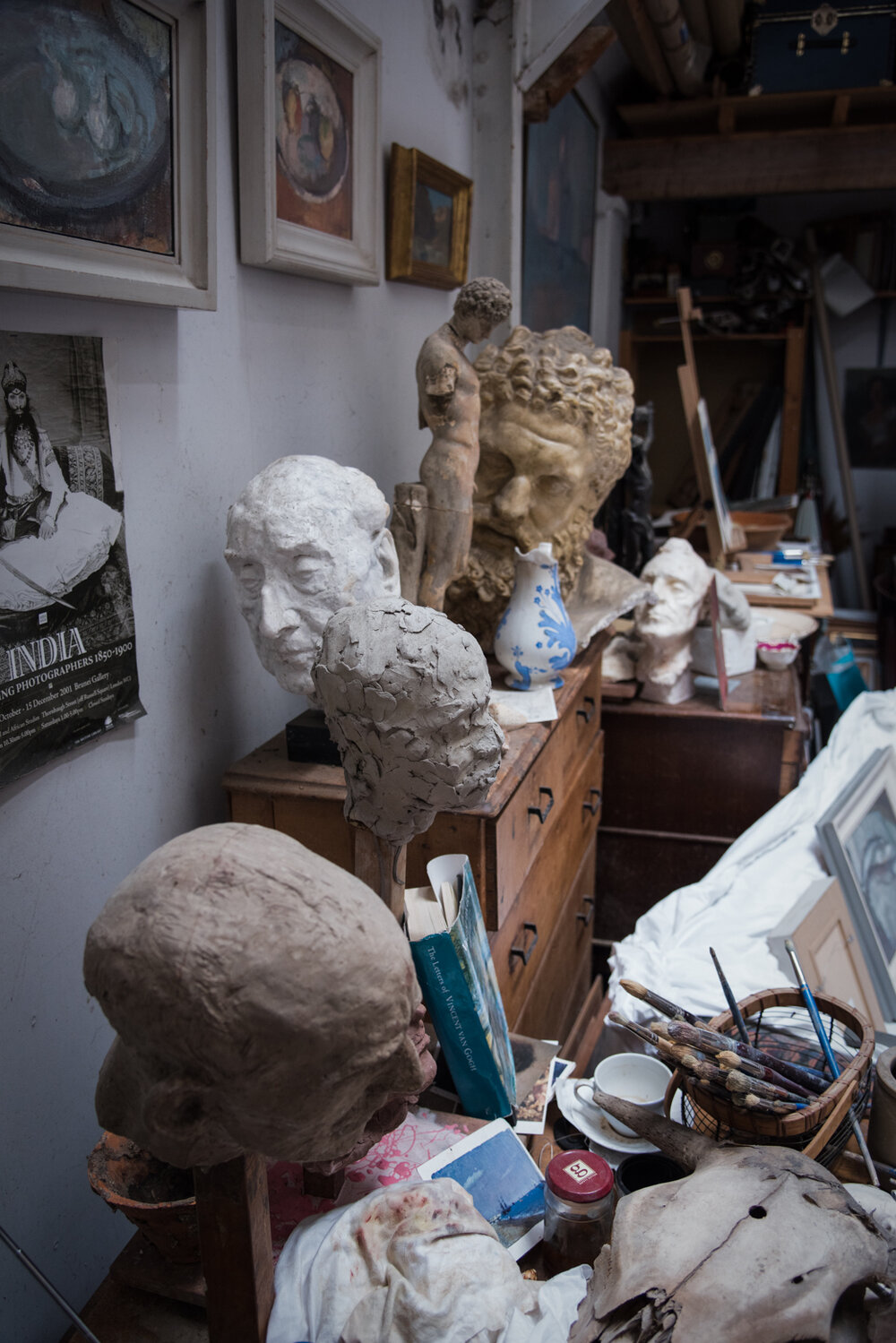 Martin Yeoman's studio, with cast heads