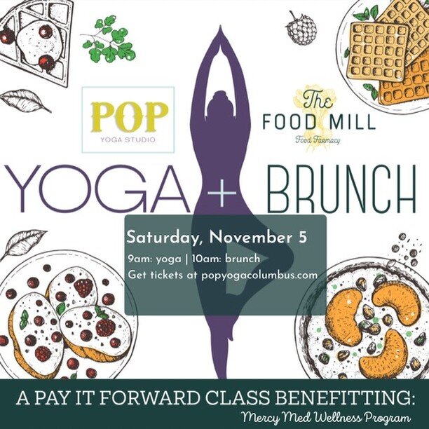 Happy birthday, POP! 🎈
 
We are celebrating our friend and neighbor, @popyogacolumbus POP Yoga's, first birthday through an amazing event! We're teaming up with POP for a yoga and brunch event that benefits the @mercymedcolumbus wellness program.
 
