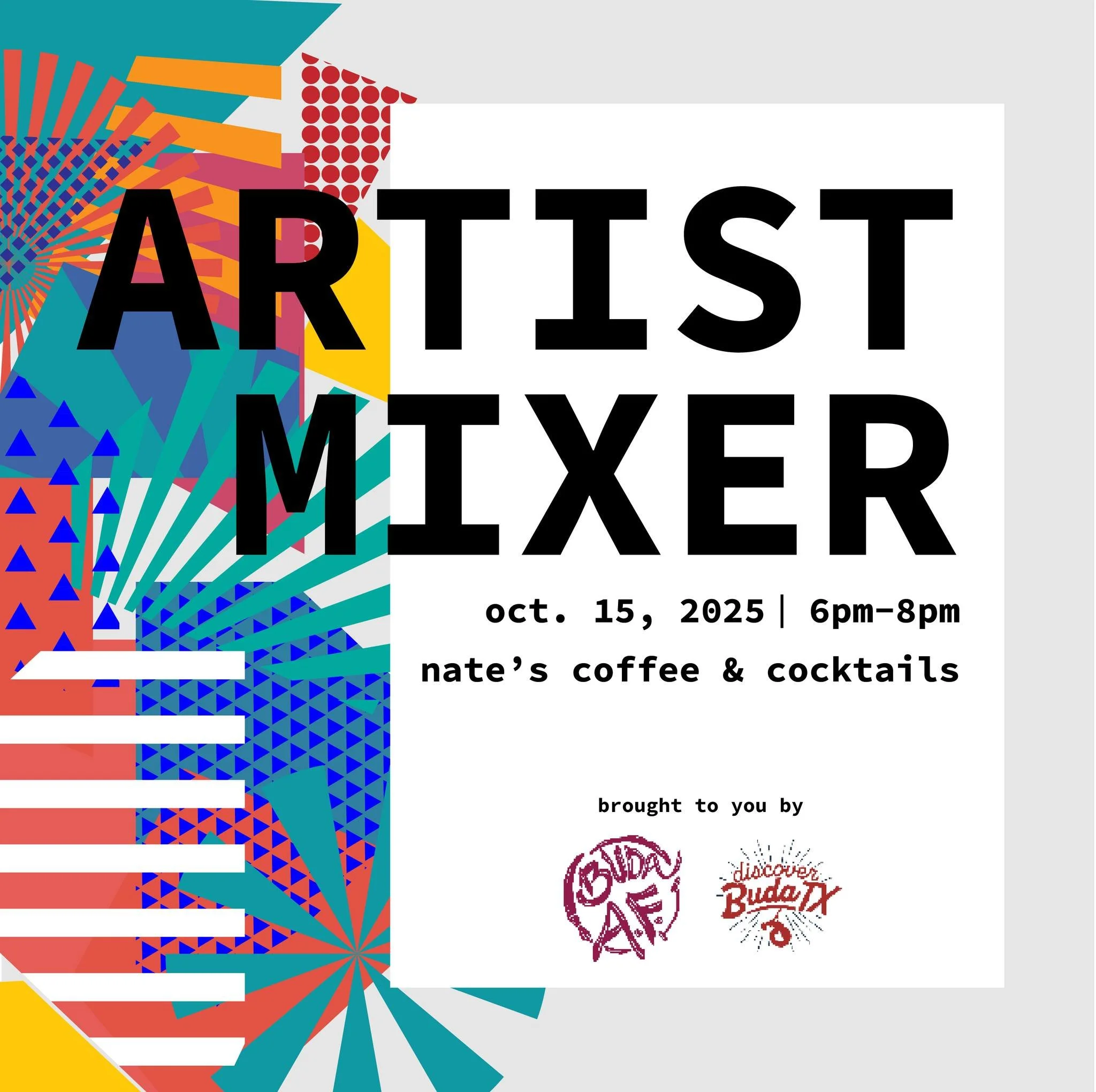 🎨 Calling all local artists!

Join Discover Buda, TX, Inspired Minds Art Center, and the City of Buda Arts Commission for a networking event with fellow creatives. Your first drink is on us!

All art genres and mediums are welcome. Connect, share, a
