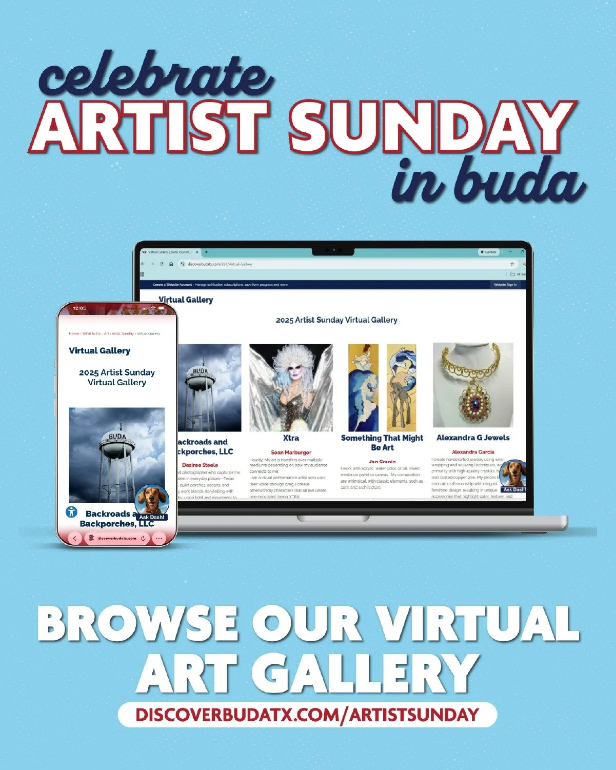 We&rsquo;re kicking off Artist Sunday a little early this Shop Small Saturday&mdash;and you can join the celebration from anywhere. 🎨✨

Can&rsquo;t make it downtown today? You can still support Buda&rsquo;s local artists through our Artist Sunday Vi