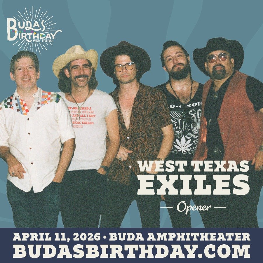 Buda Birthday kicks off with a West Texas sound 🎶🔥

Opening the stage are West Texas Exiles, a group of five musicians with roots in El Paso, Lubbock, and Amarillo, bringing a sound as wide open as the Texas landscape itself.

Blending Americana wi
