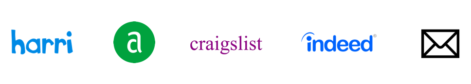 direct competitors (R to L): harri, culinary agents, craigslist, indeed, email &amp; walk-ins