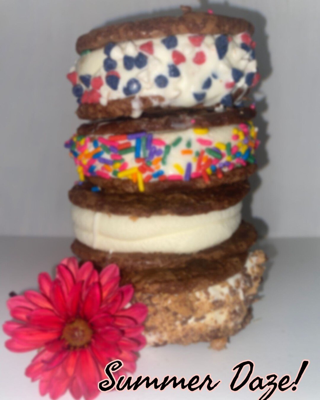 New month-New in-store treat of the month. Starting tomorrow:
July Special &quot;Summer Daze&quot;
Chocolate brownie cookies filled with our vanilla froyo, rolled in a variety of toppings $2.50 each
Spread the word!
#froyosandwich 
#treatofthemonth
#