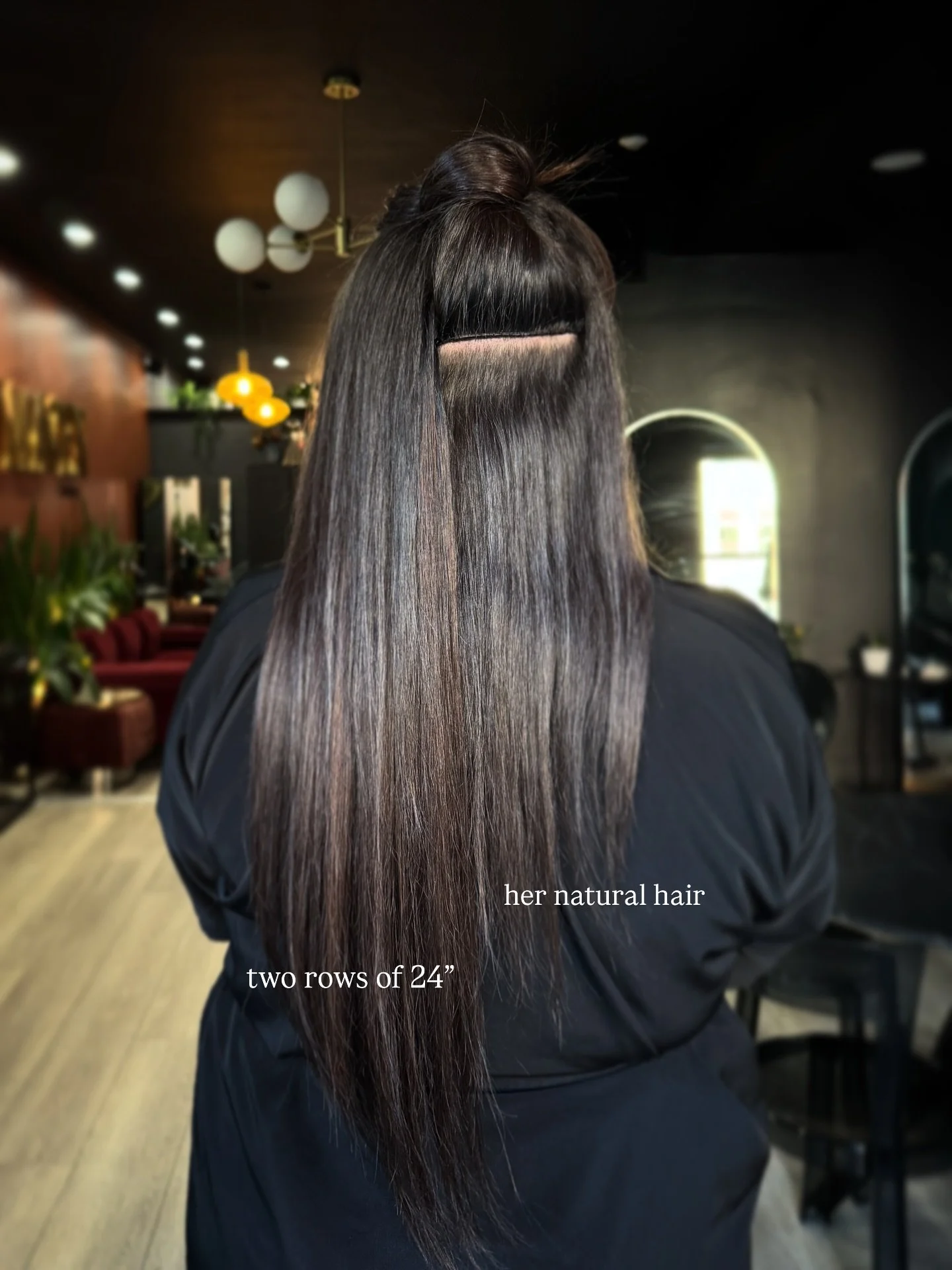 Two rows of 24&rdquo; IBE for Nichole 🤍 

I custom colored these to match her natural hair (she didn&rsquo;t want to use any color on her hair, and her roots are significantly darker than her ends which have a lot of warm dimension) 

Comment IBE be