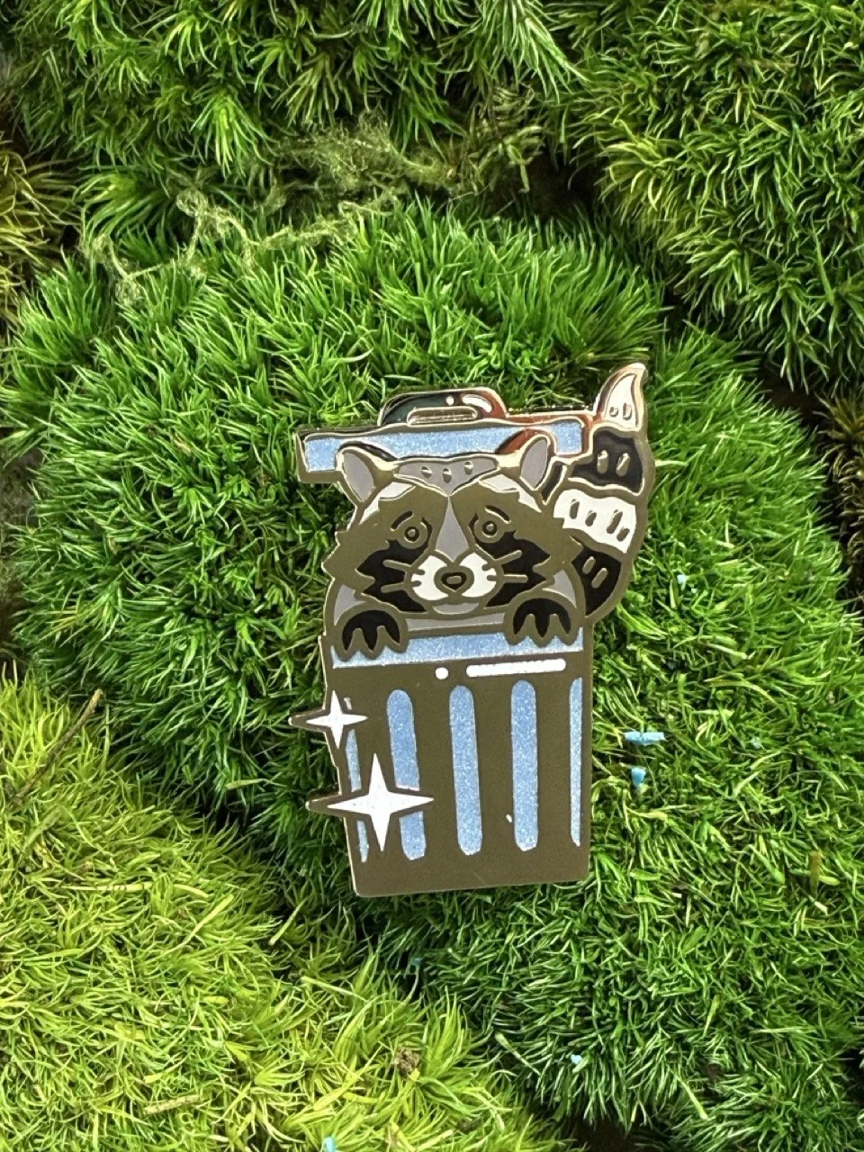 Sparkle Trash Panda (in Trash Bin) 1.5" Pin