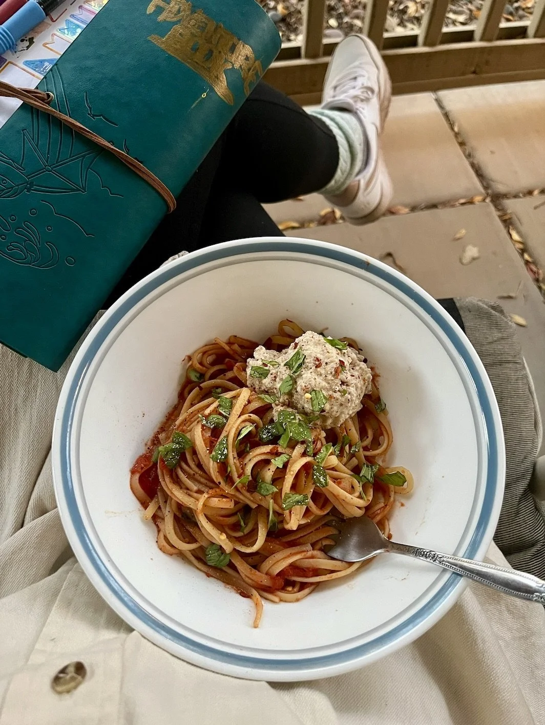 Pasta with Rustic Tomato Sauce & "Ricotta Cheese"