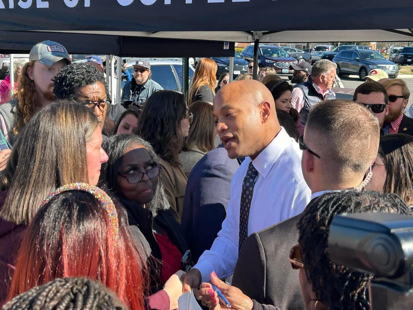 Leaders meeting leaders. A great pic of Emily Jackson, our county&rsquo;s fantastic School Board President, chatting with Governor @iamwesmoore after his inspiring speech in Easton yesterday!