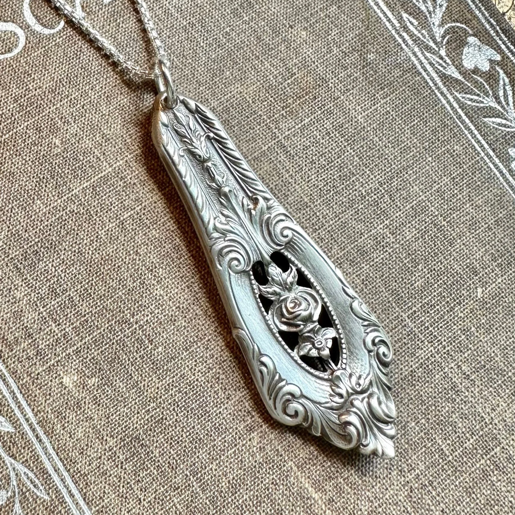 Sterling Spoon Necklace - 1934 Rose Point