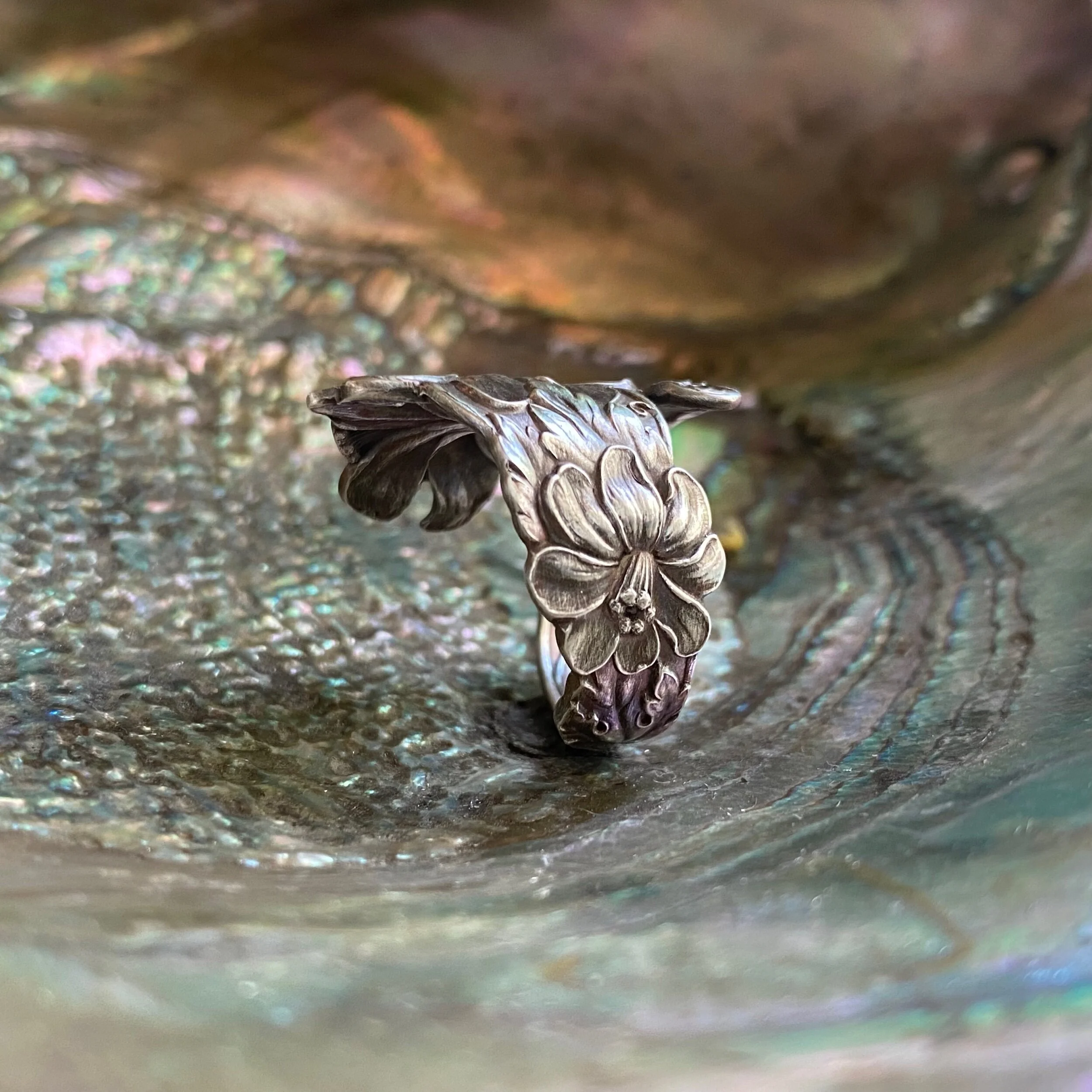 1903 Columbine Sterling Spoon Ring - LadyForge Jewelry