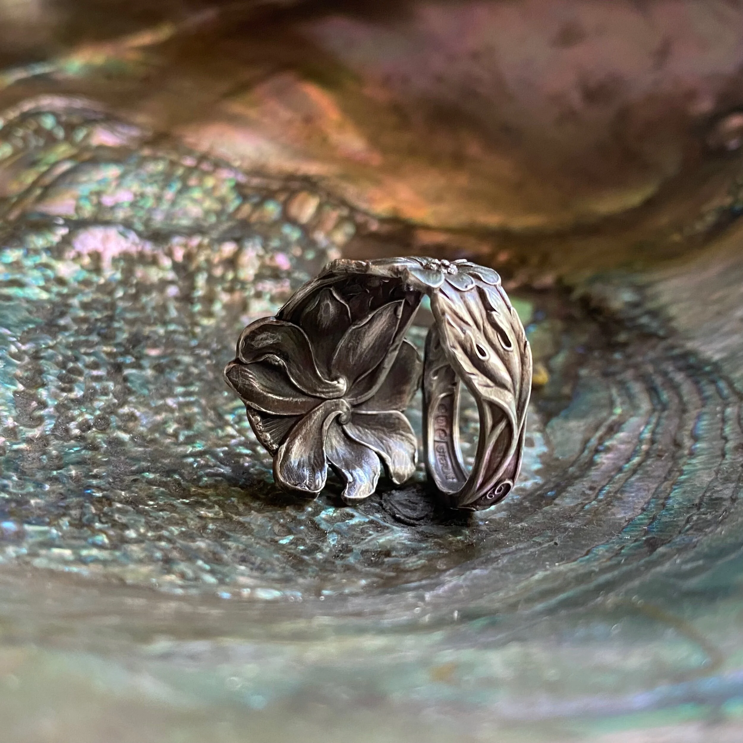 1903 Columbine Sterling Spoon Ring - LadyForge Jewelry