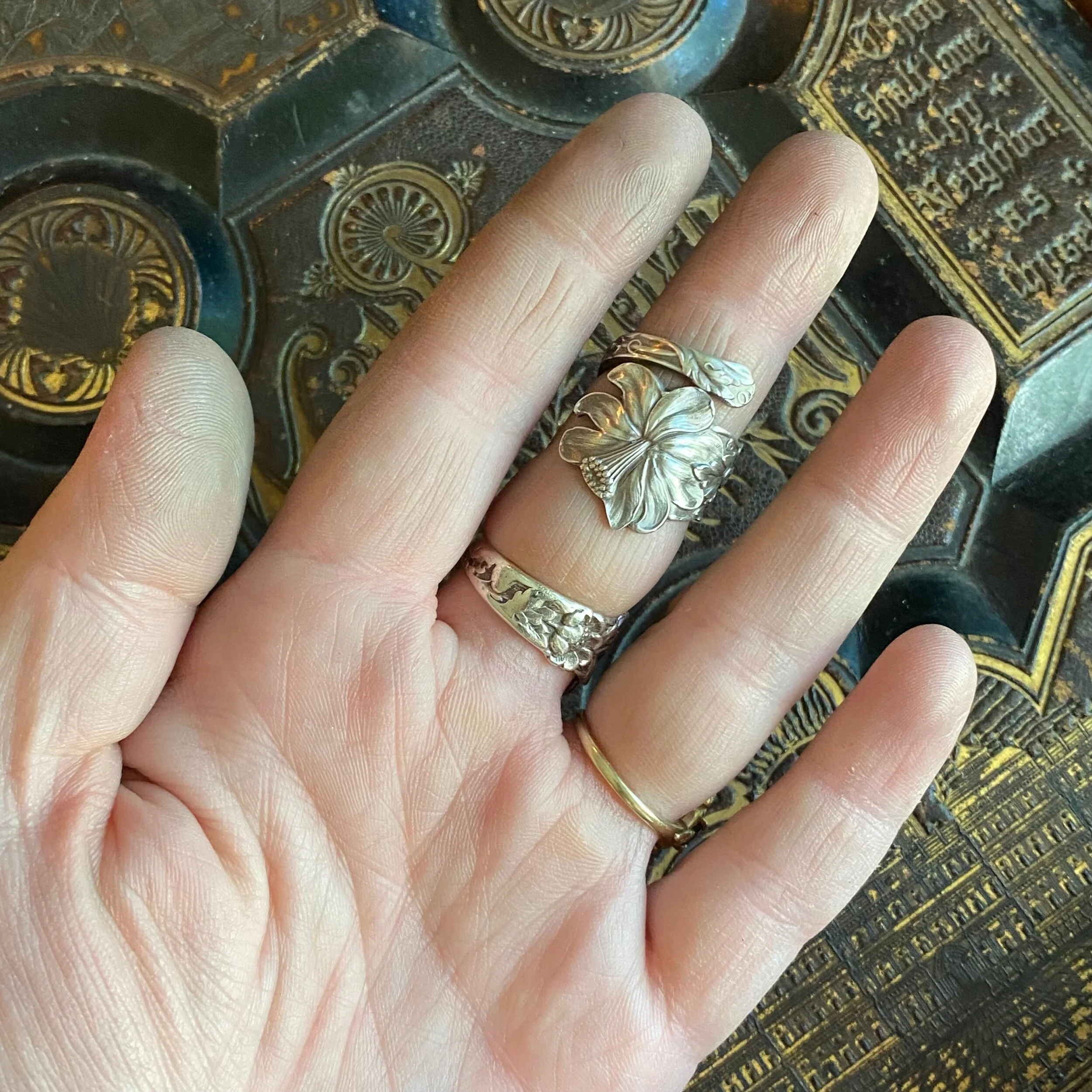 1903 Columbine Sterling Spoon Ring - LadyForge Jewelry