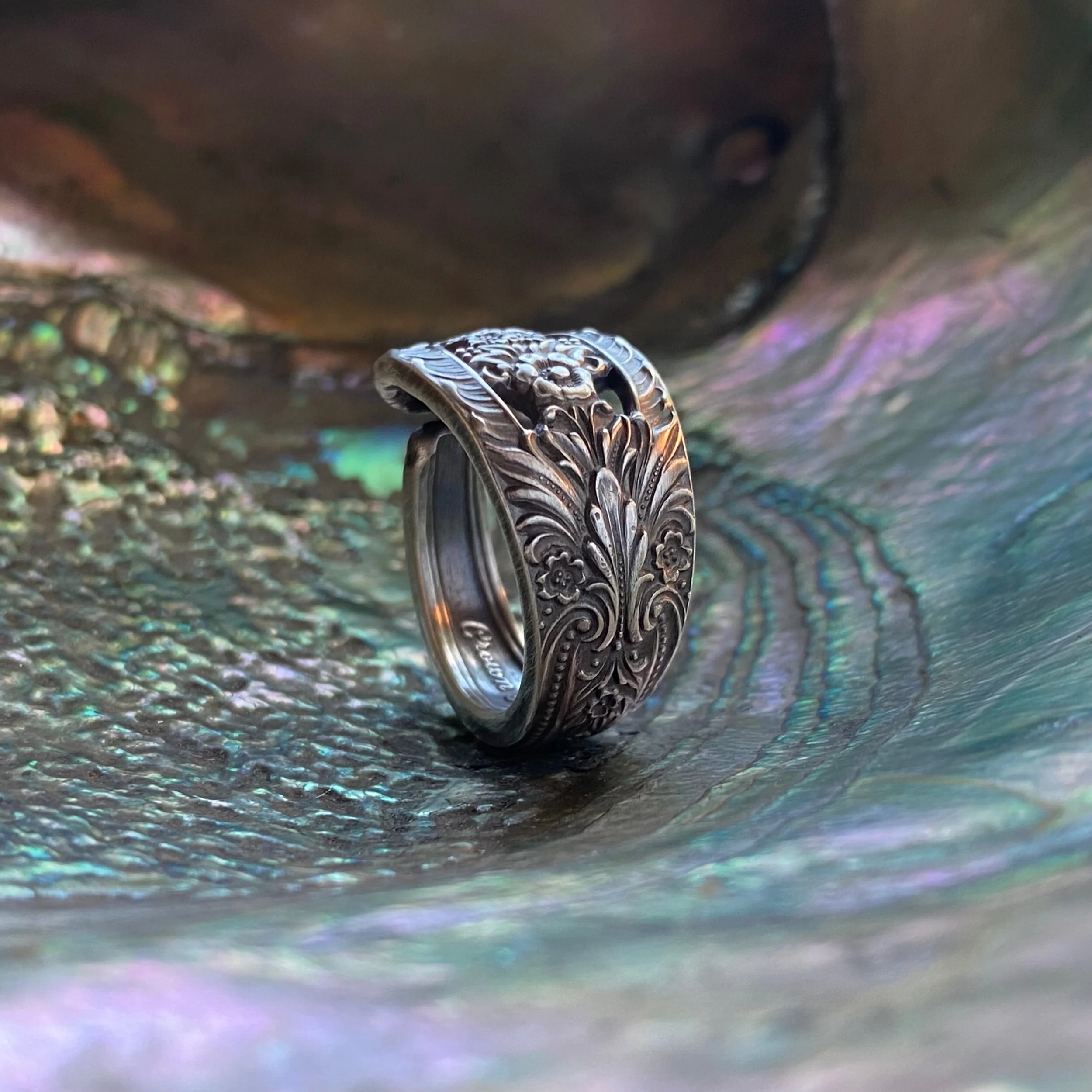 Crown Princess Sterling Spoon Ring - LadyForge Jewelry