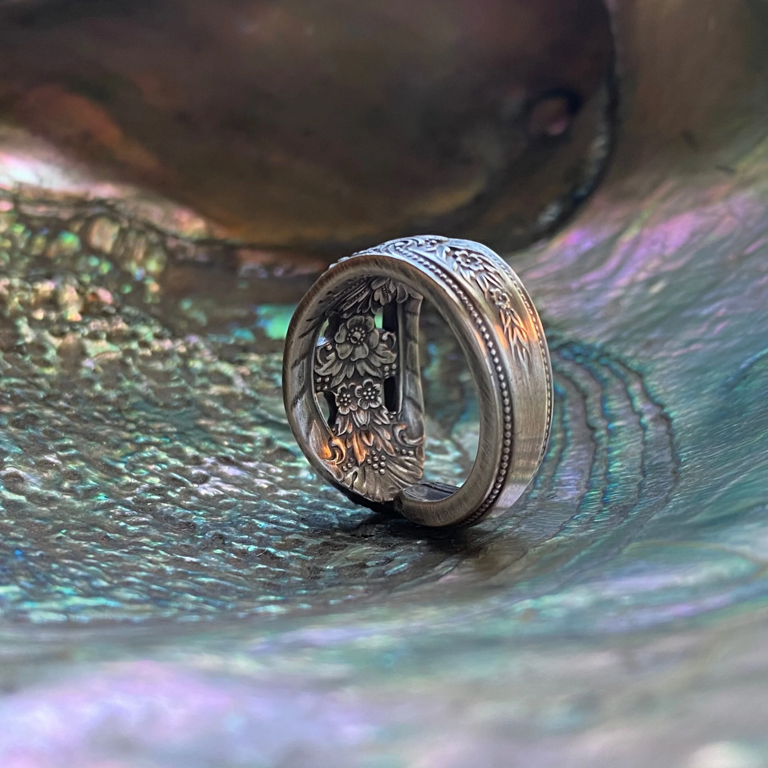Crown Princess Sterling Spoon Ring - LadyForge Jewelry
