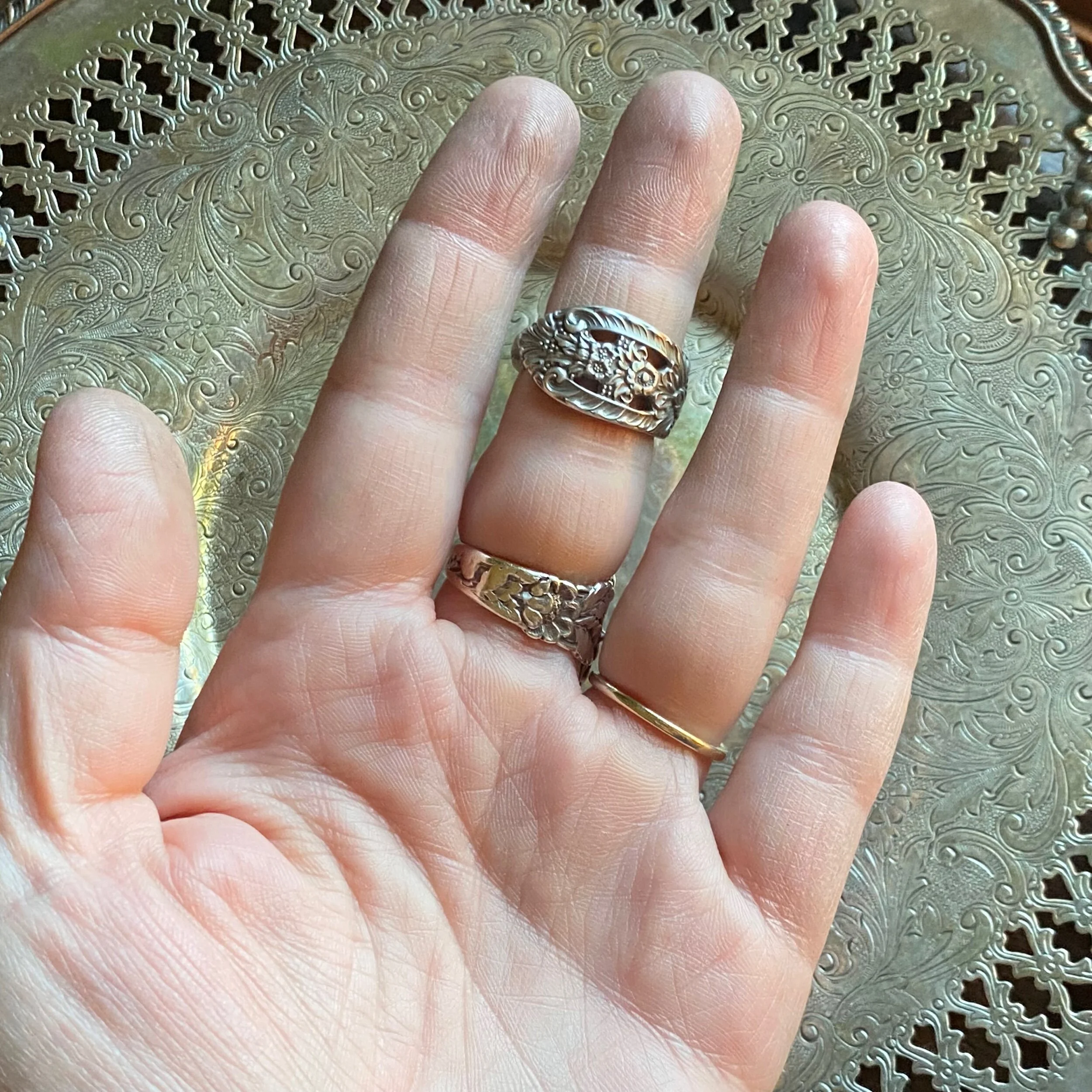 Crown Princess Sterling Spoon Ring - LadyForge Jewelry