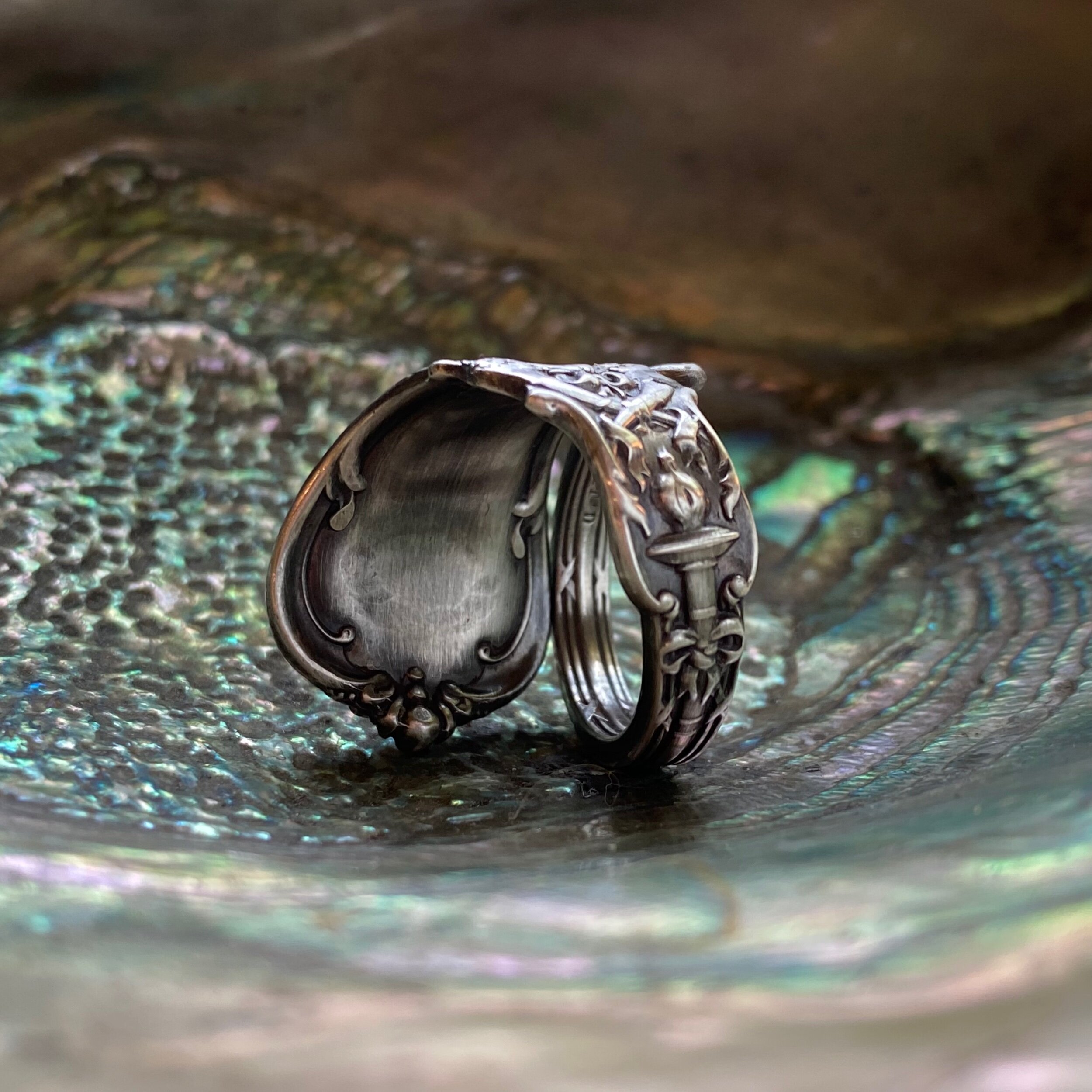 1895 Empire Crown Sterling Spoon Ring - LadyForge Jewelry