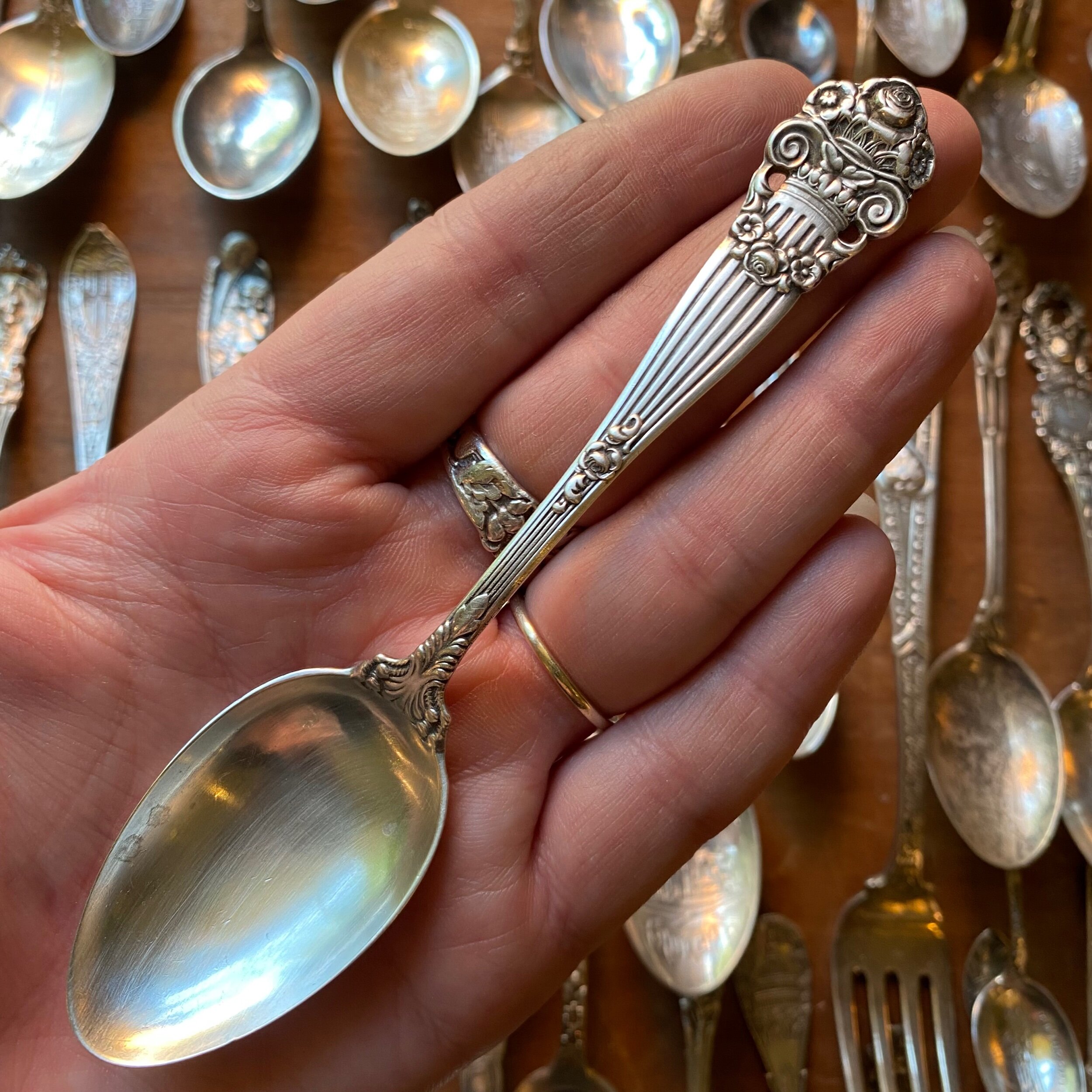 1898 Georgian Sterling Spoon Ring - LadyForge Jewelry
