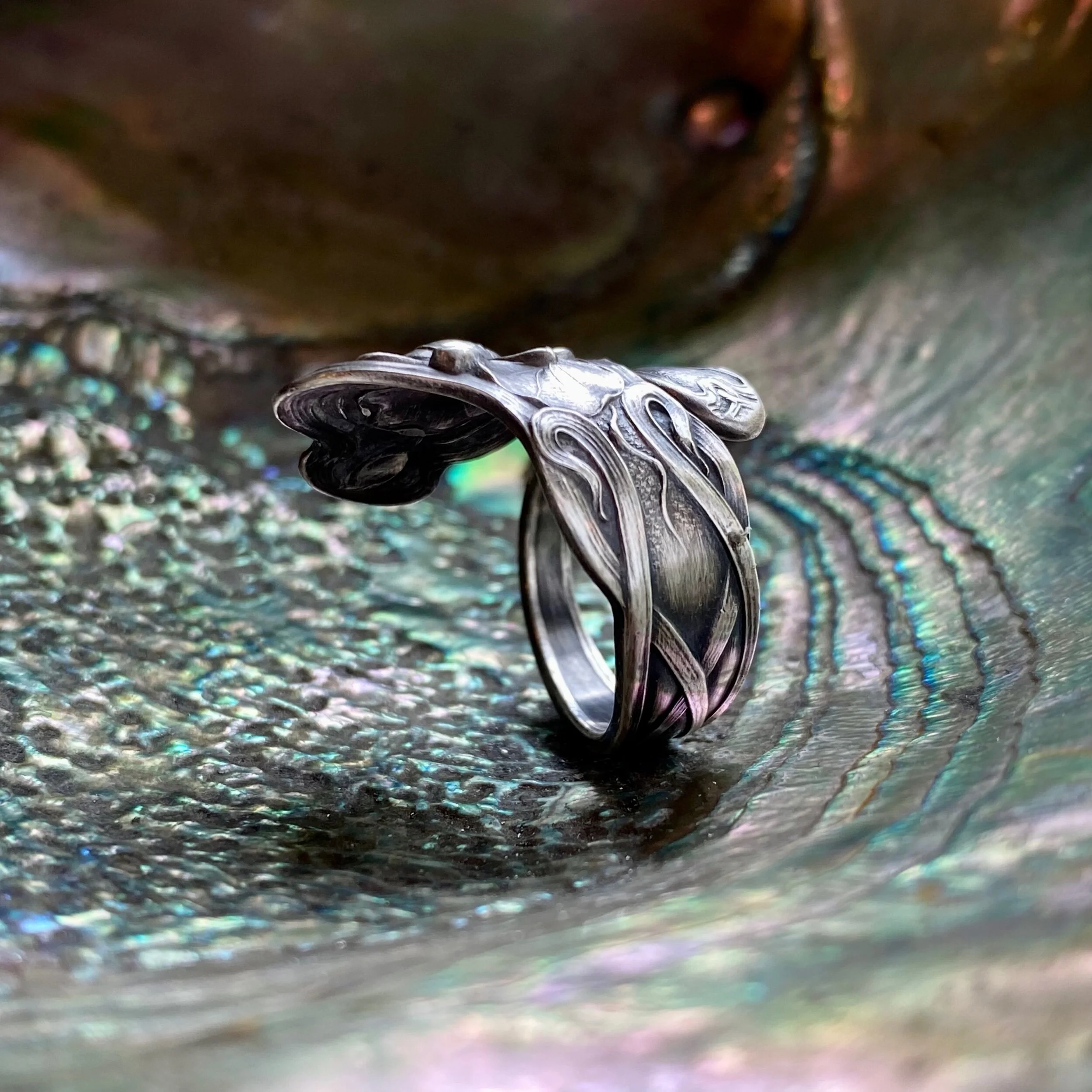 1903 Waterlily Sterling Spoon Ring - LadyForge Jewelry