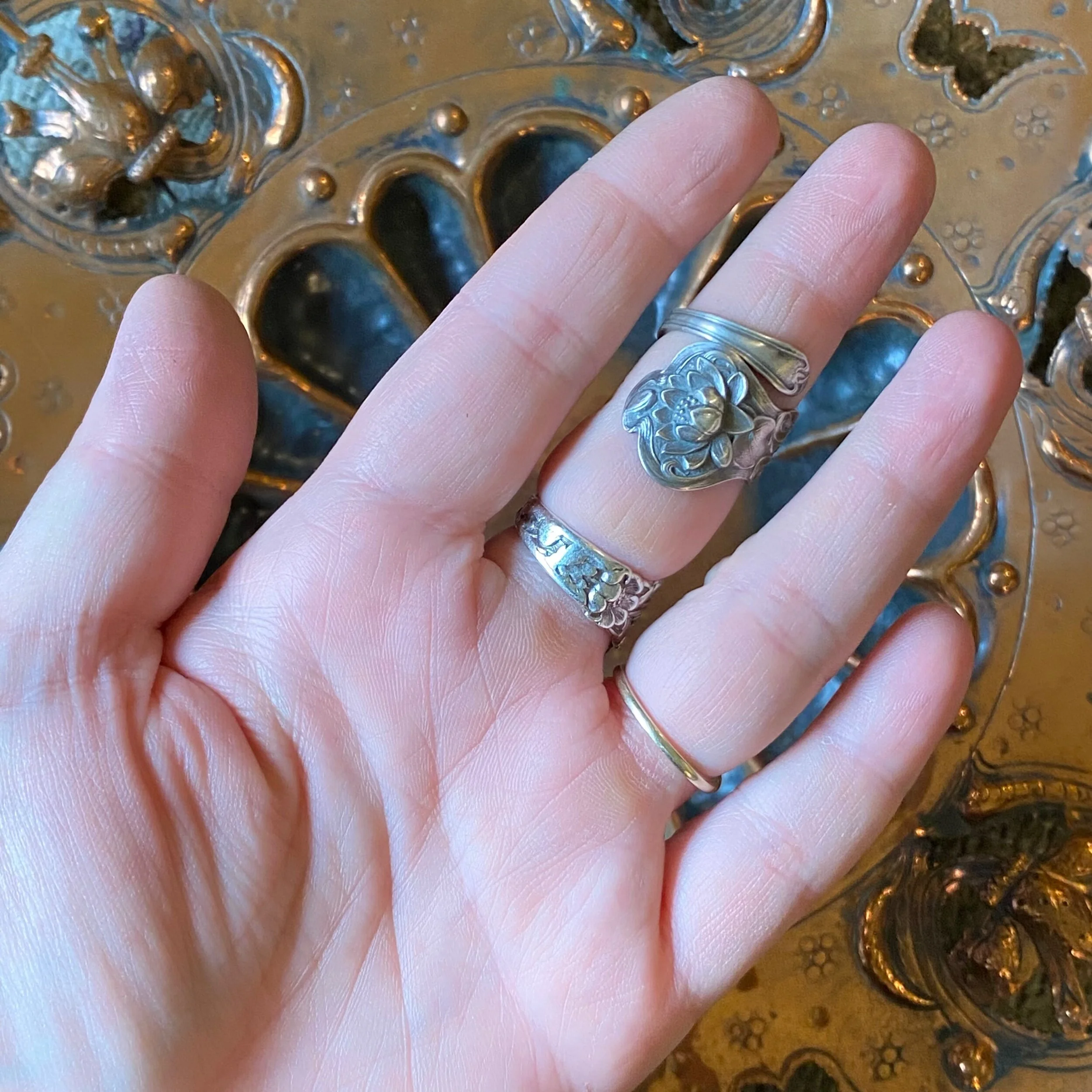 1903 Waterlily Sterling Spoon Ring - LadyForge Jewelry
