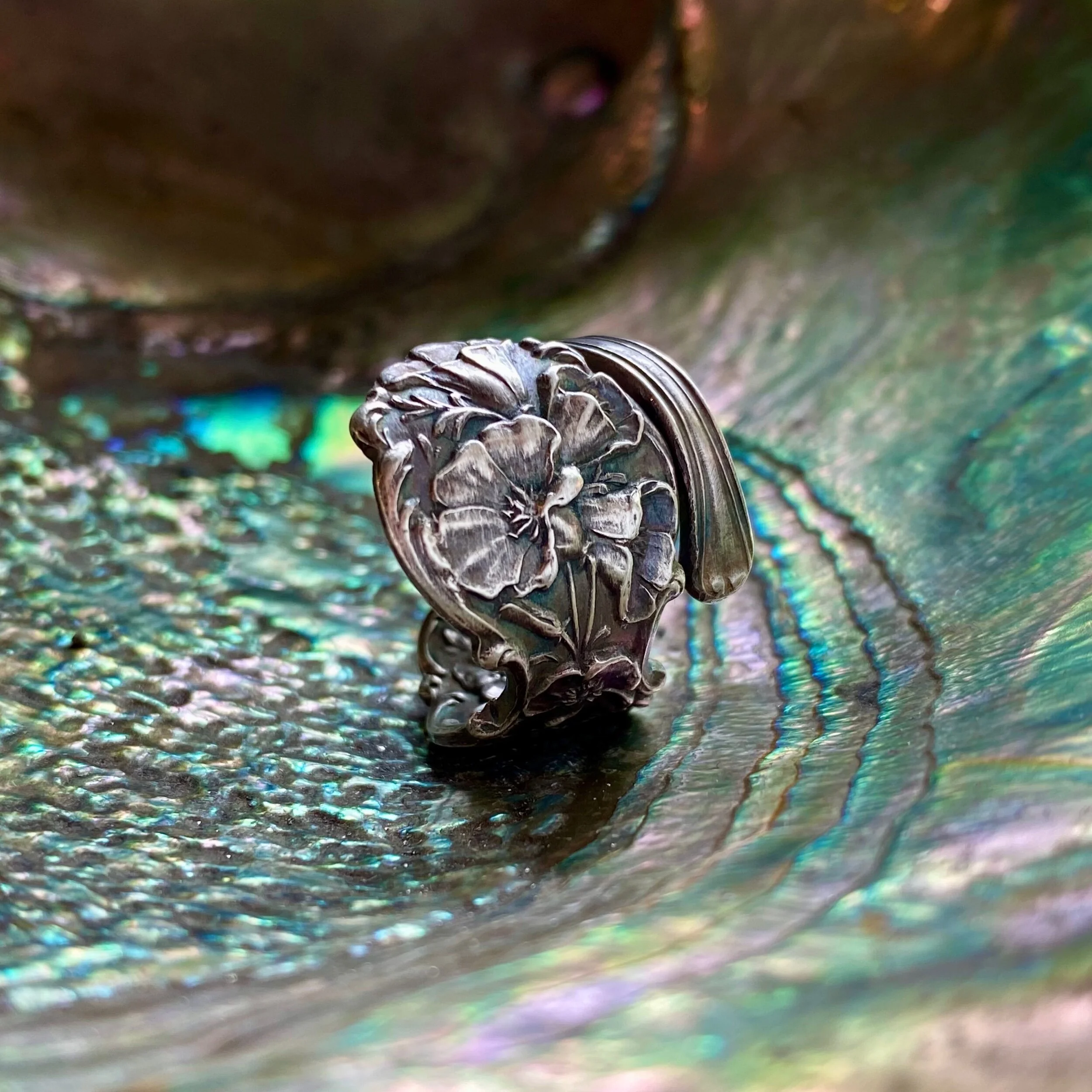 1900 Cosmo Sterling Spoon Ring - LadyForge Jewelry