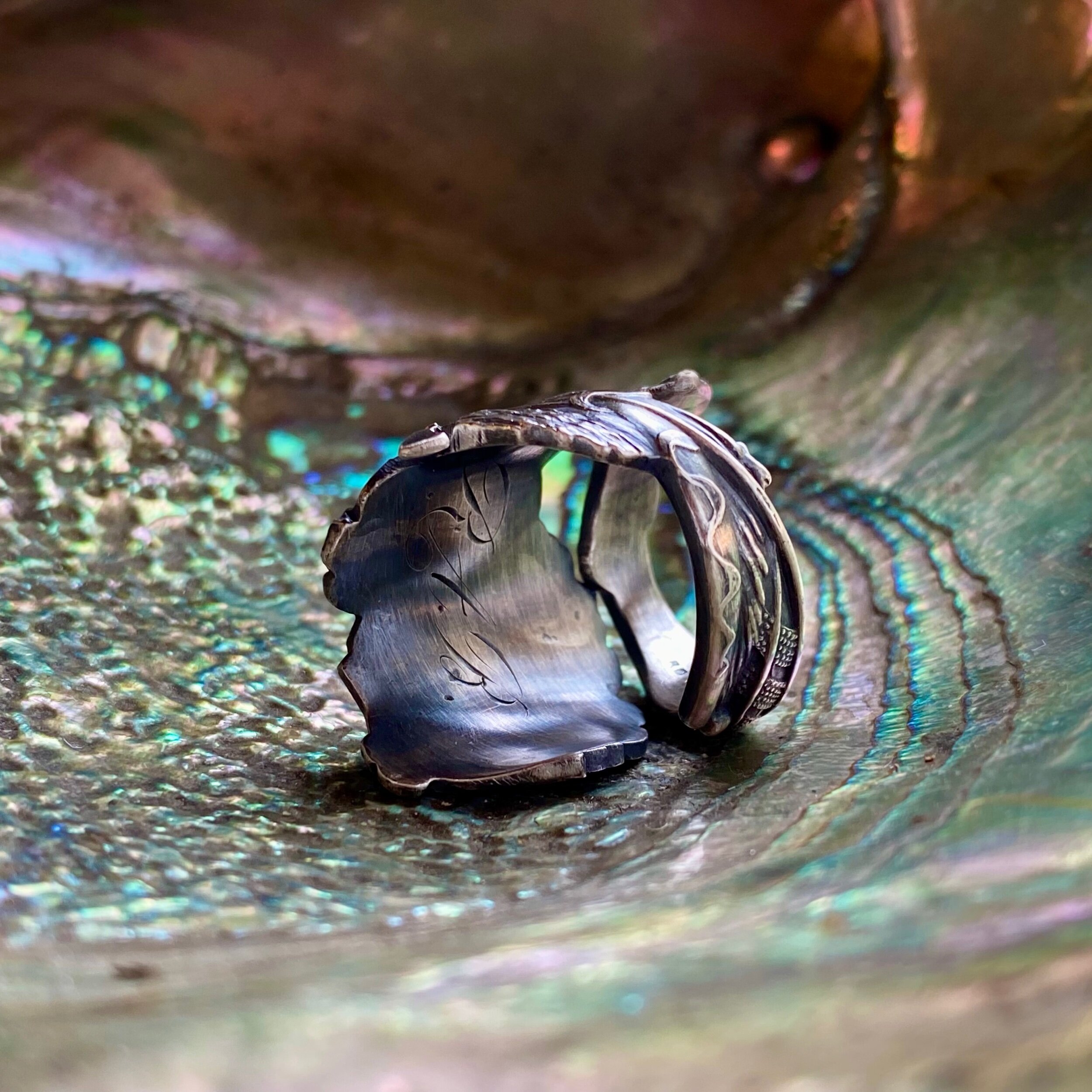 Warrior Chief Sterling Spoon Ring - LadyForge Jewelry